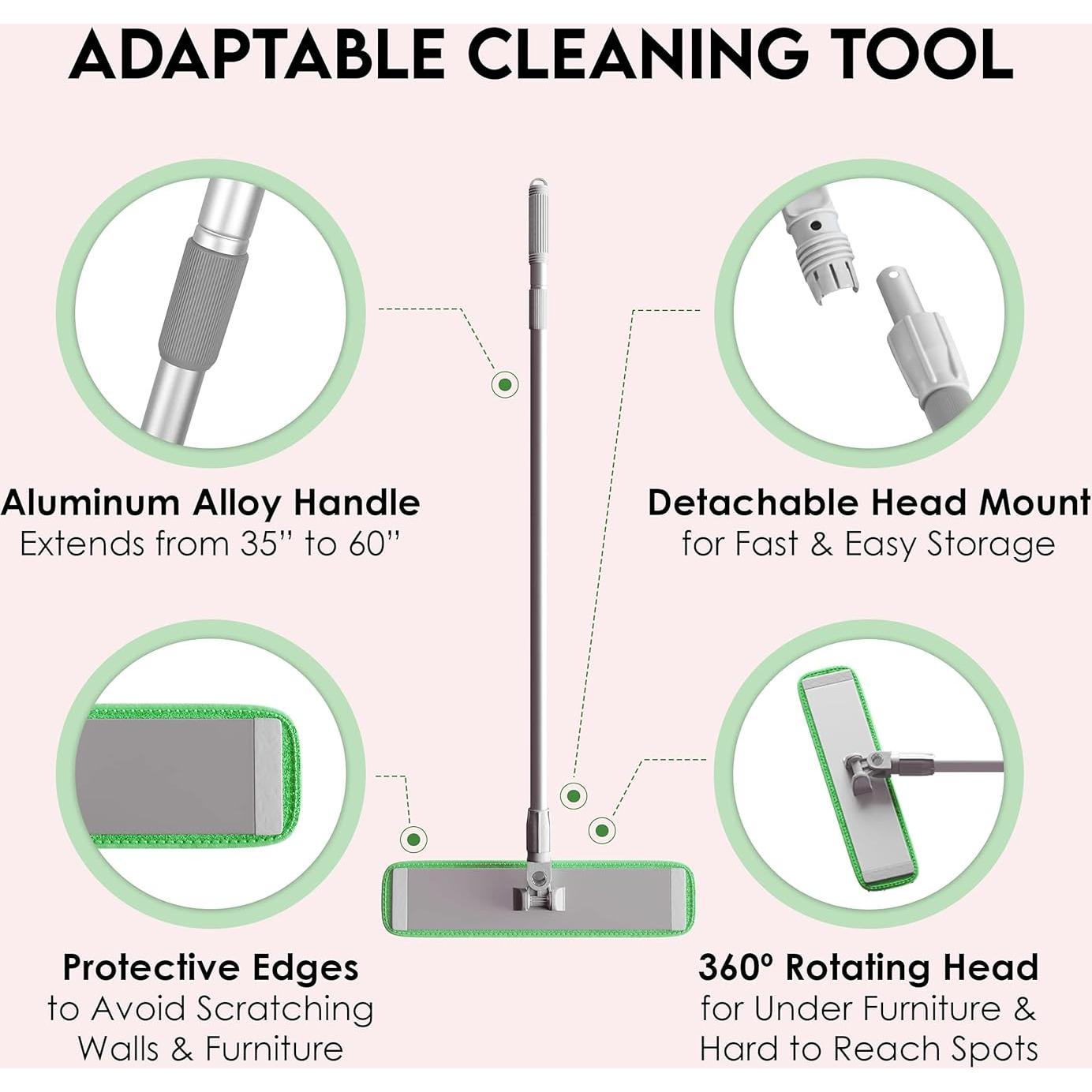 Mopa de Suelo Turbo 18" Microfibra Reutilizable con Mango Extensible