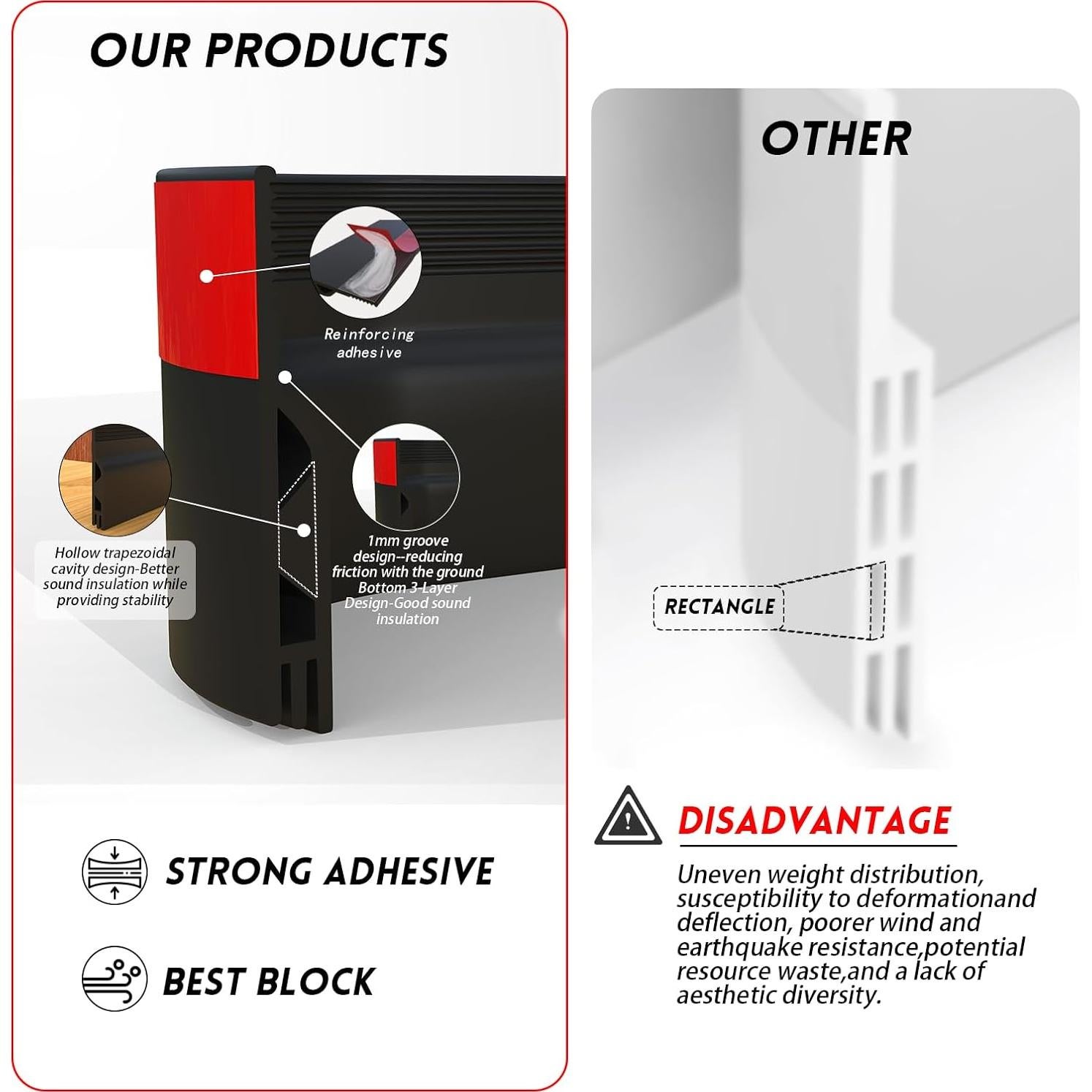 Tapón de Draft Floatlive 99 cm Negro para Puertas Interiores y Exteriores