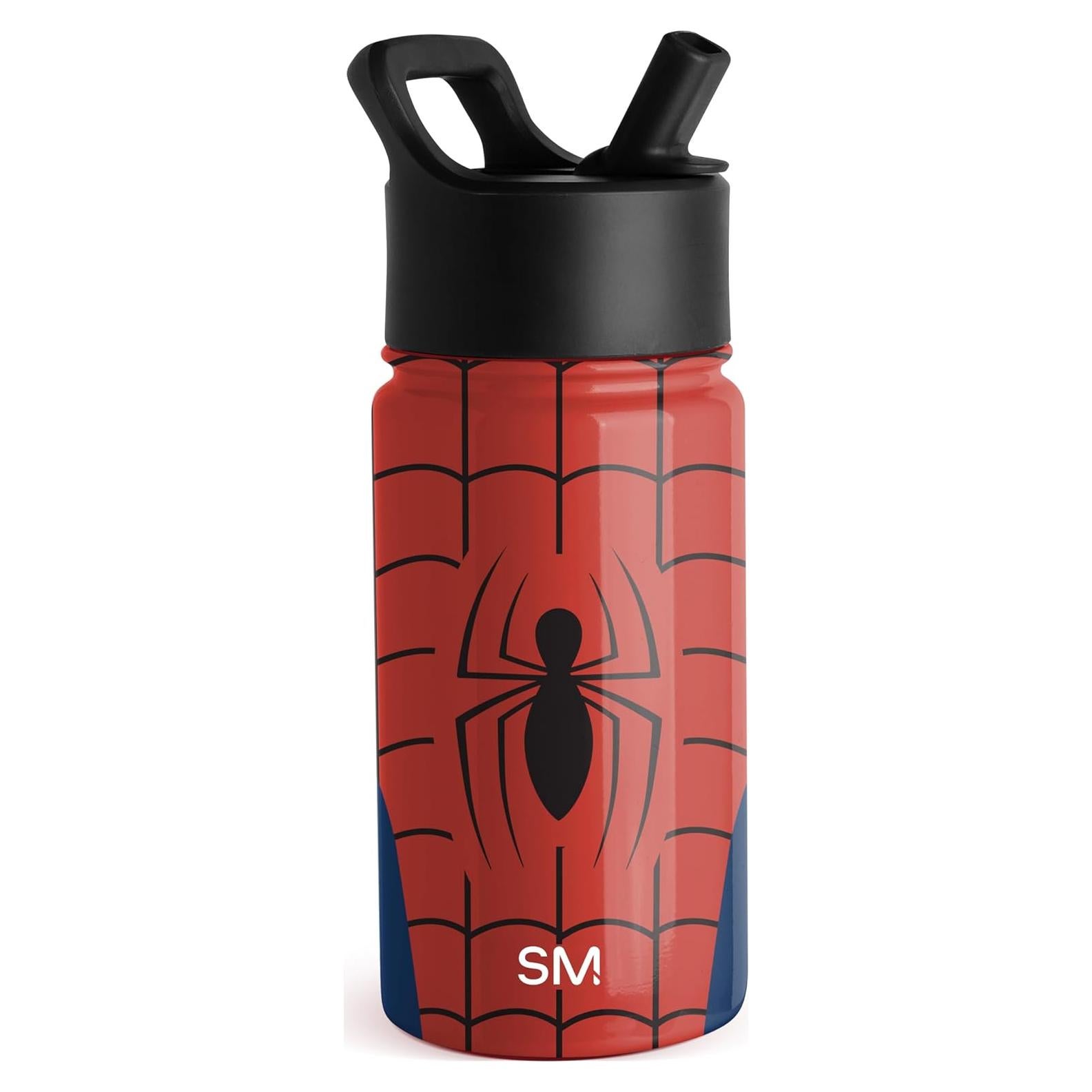 Botella de Agua Simple Modern Spiderman 414ml con Pajita