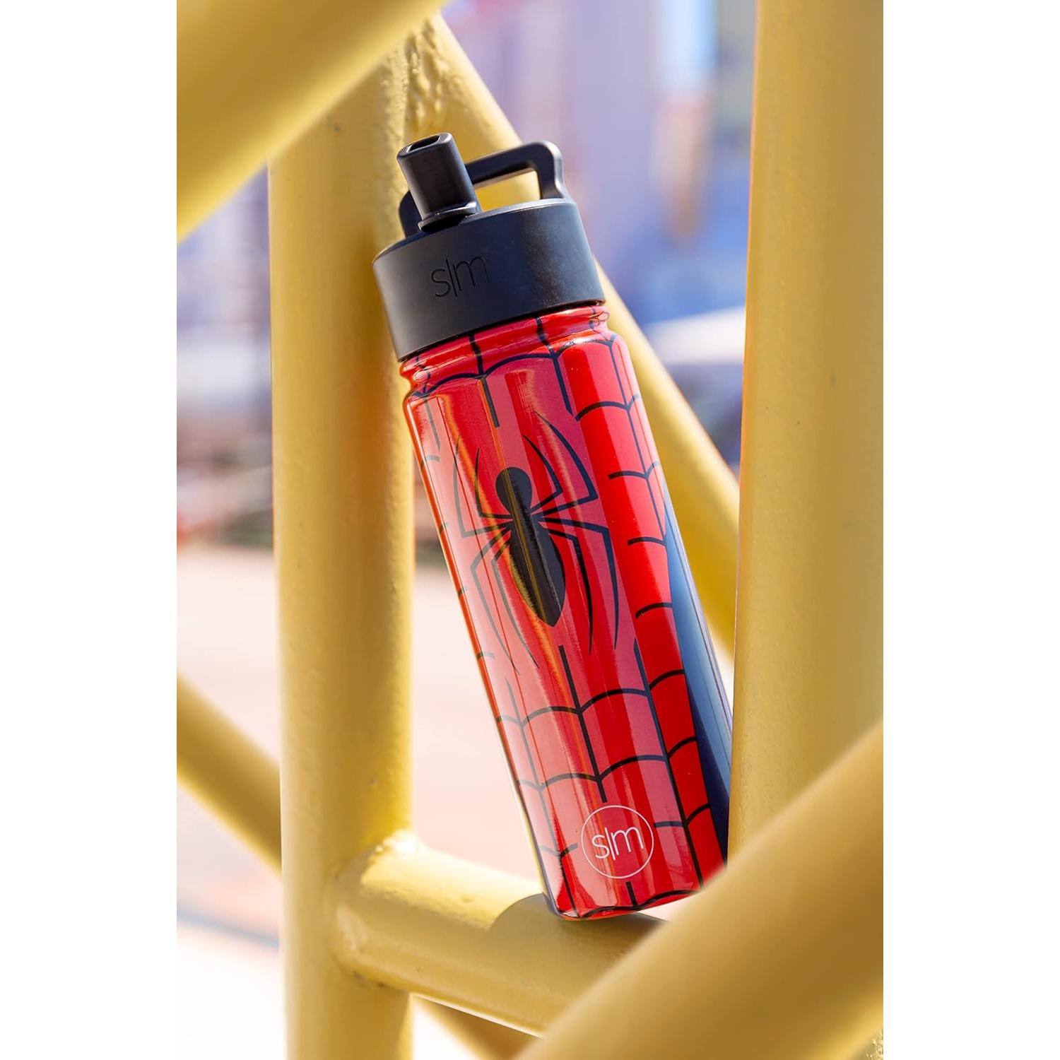 Botella de Agua Simple Modern Spiderman 414ml con Pajita