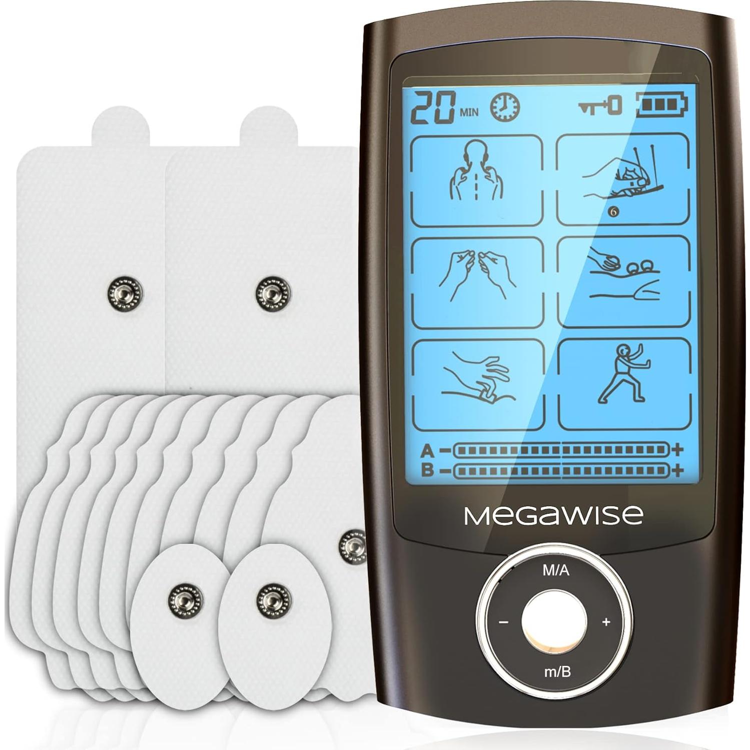 MegaWise Estimulador Muscular EMS TENS 48 Modos 14 Electrodos