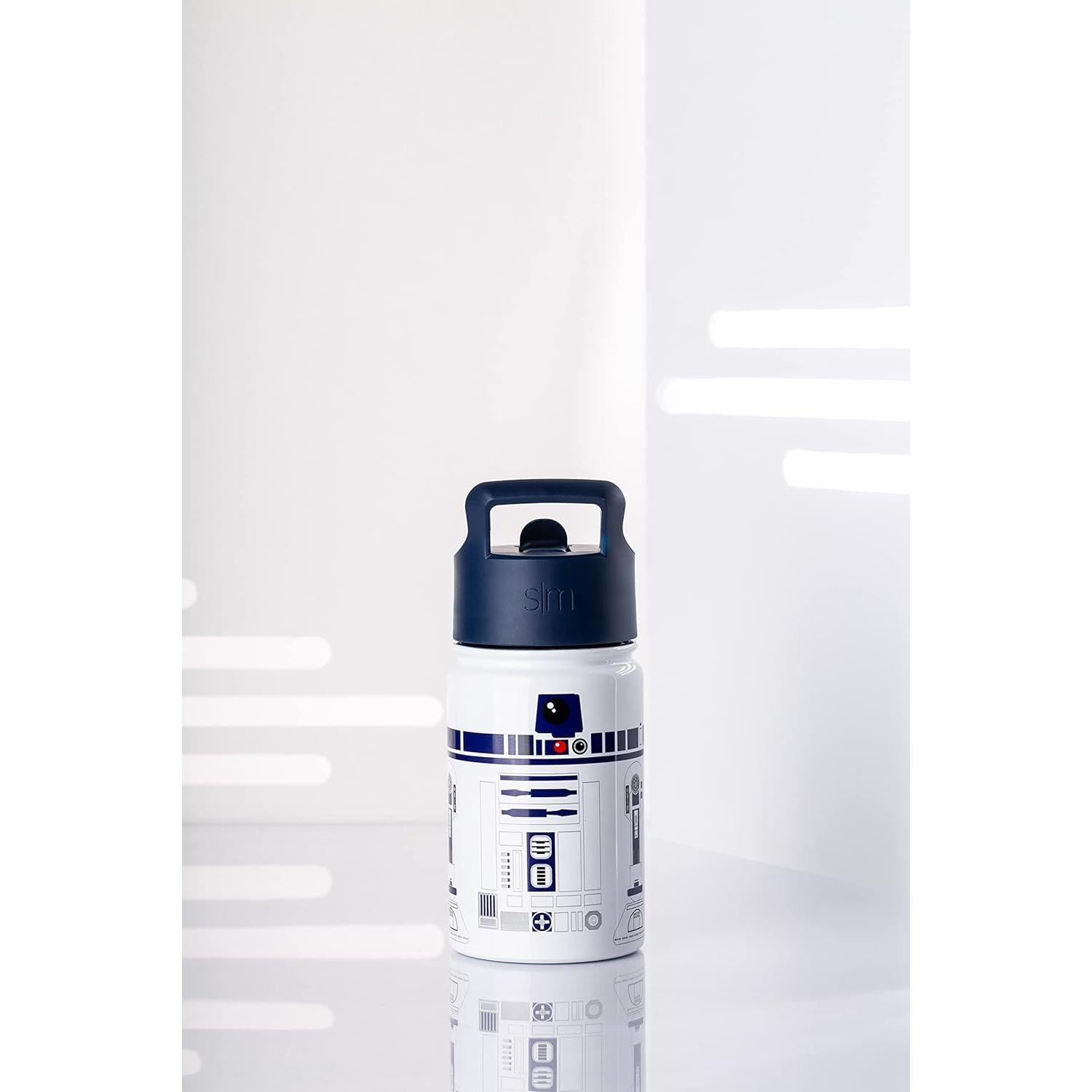 Botella de Agua Simple Modern R2D2 414ml con Tapa de Popote