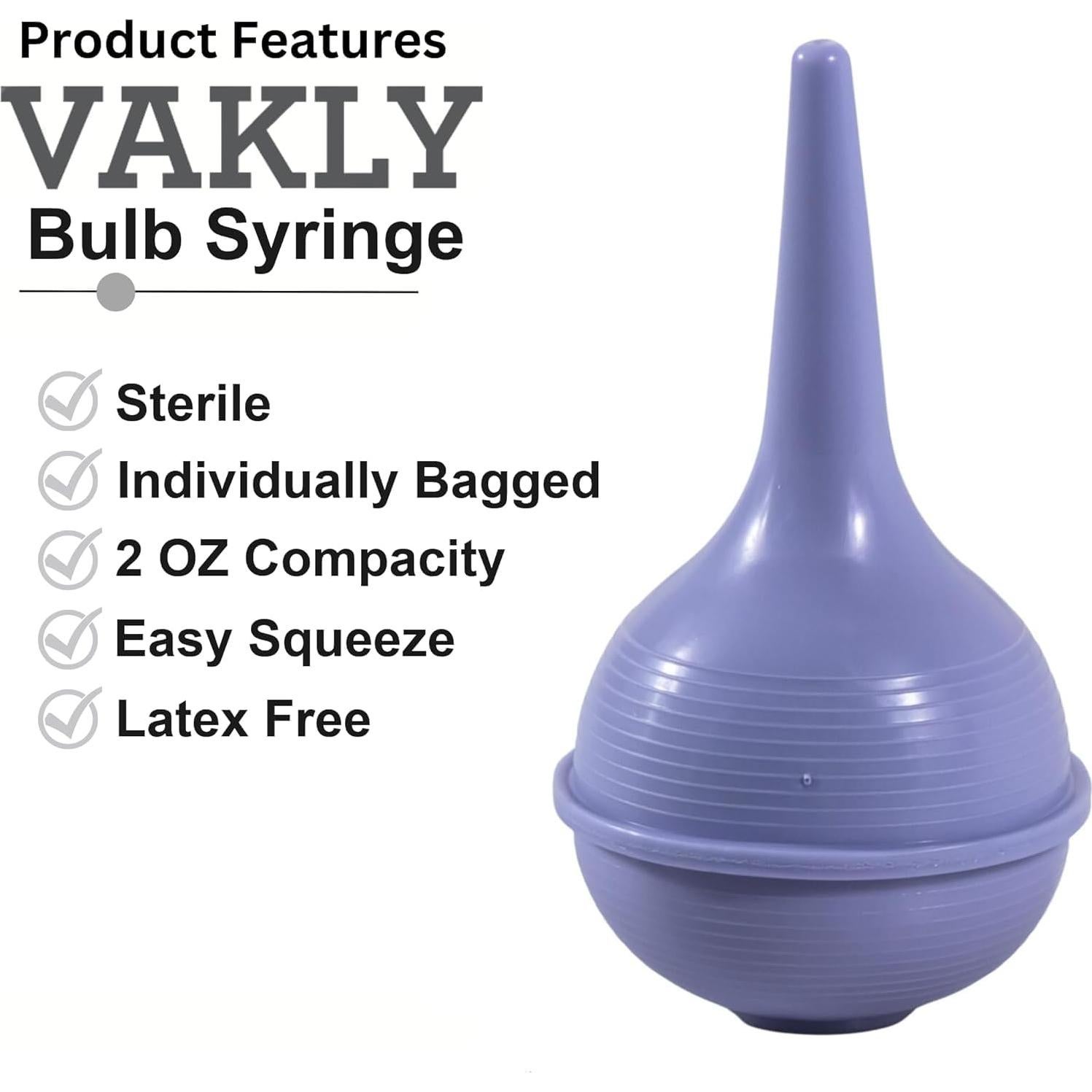 Bulbo de Succión Estéril 60ml Vakly - 5 Unidades para Oídos