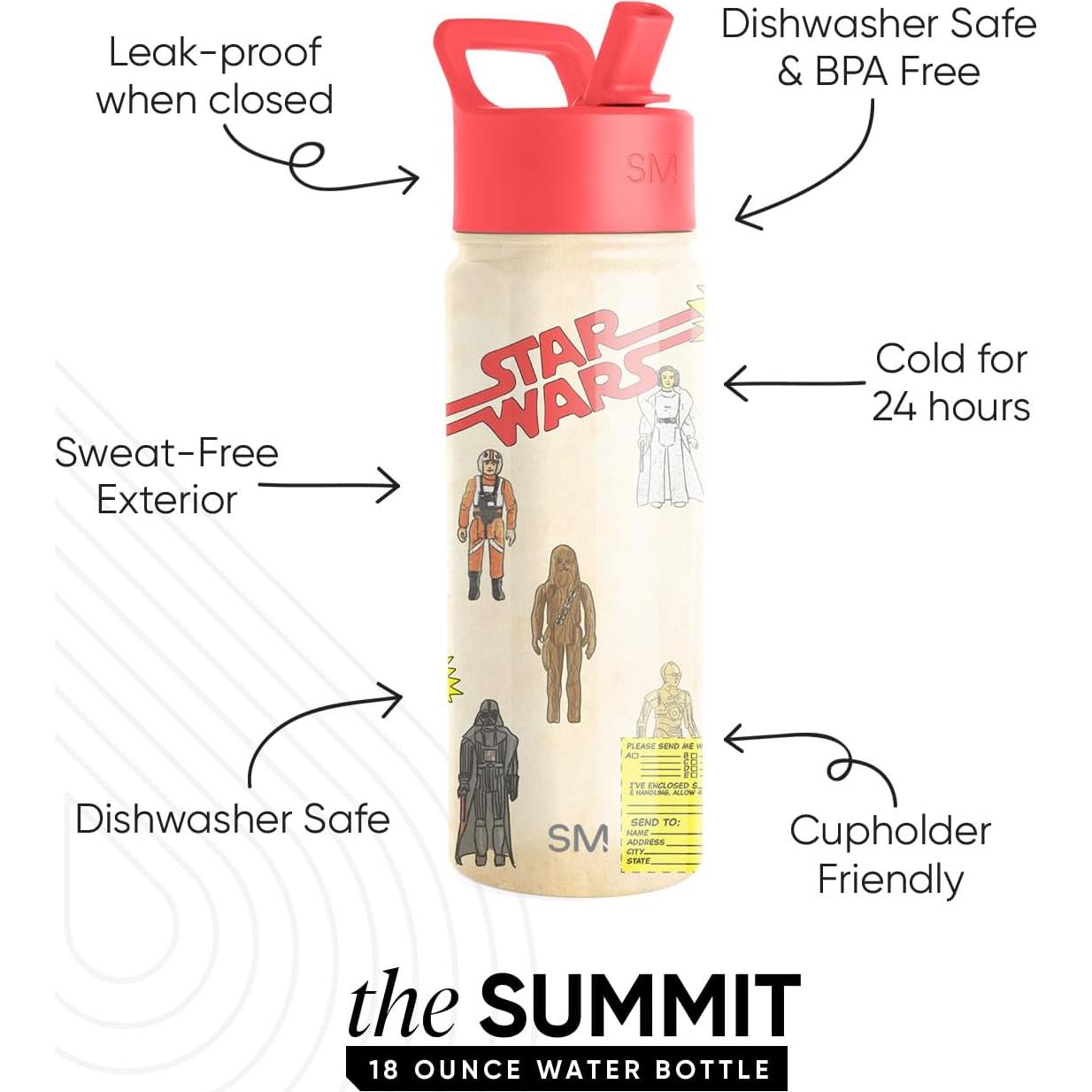 Botella de Agua Simple Modern Star Wars 532ml con Popote