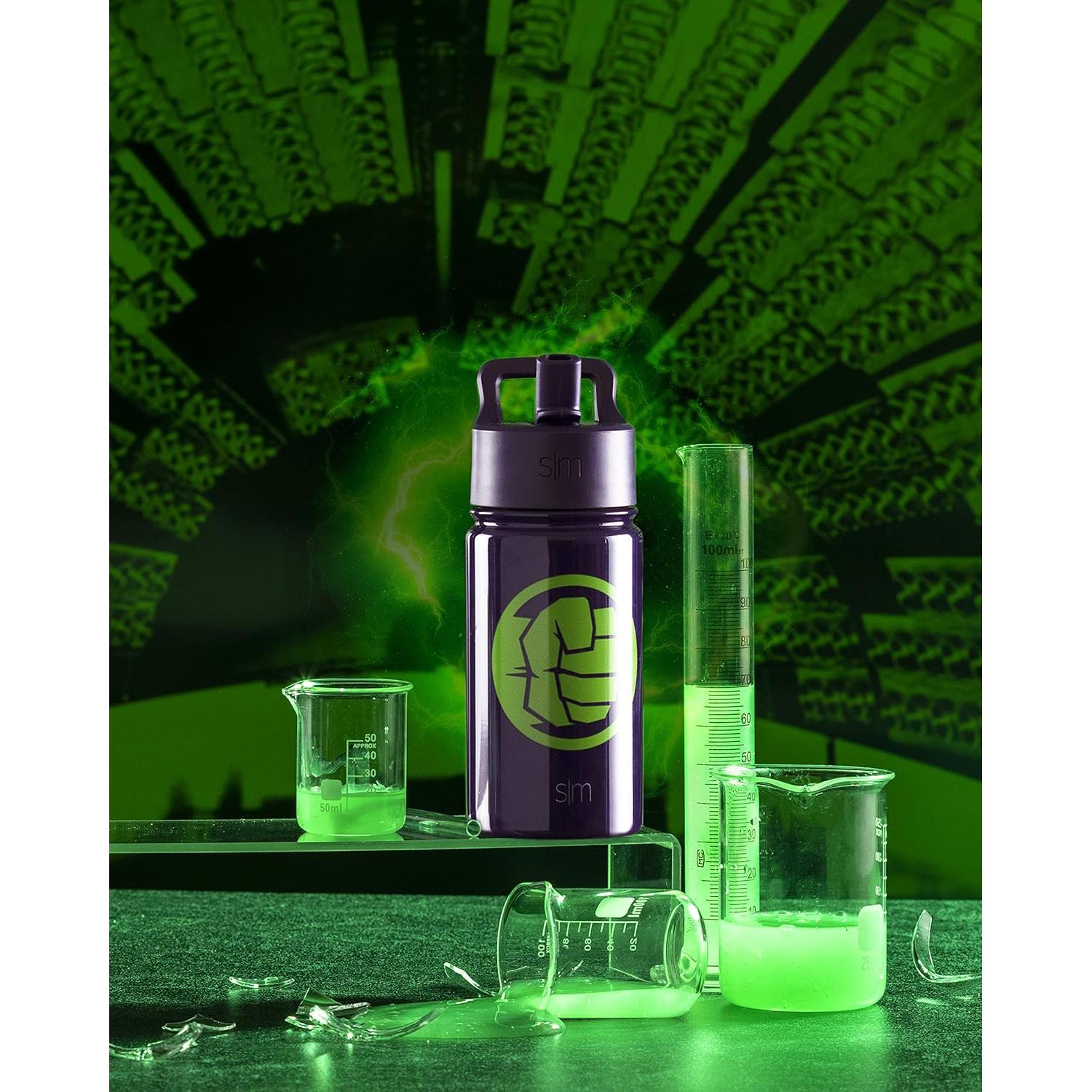Botella de Agua Simple Modern Marvel Hulk 414ml con Popote