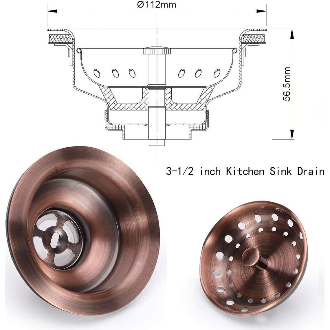 Drenaje de Fregadero KONE 8.89 cm Acero Inoxidable Cobre Antiguo