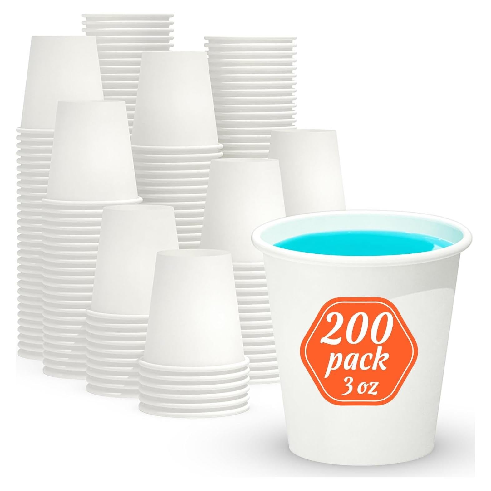 200 Vasos Desechables de Papel 3 oz Dealusy - A Prueba de Fugas