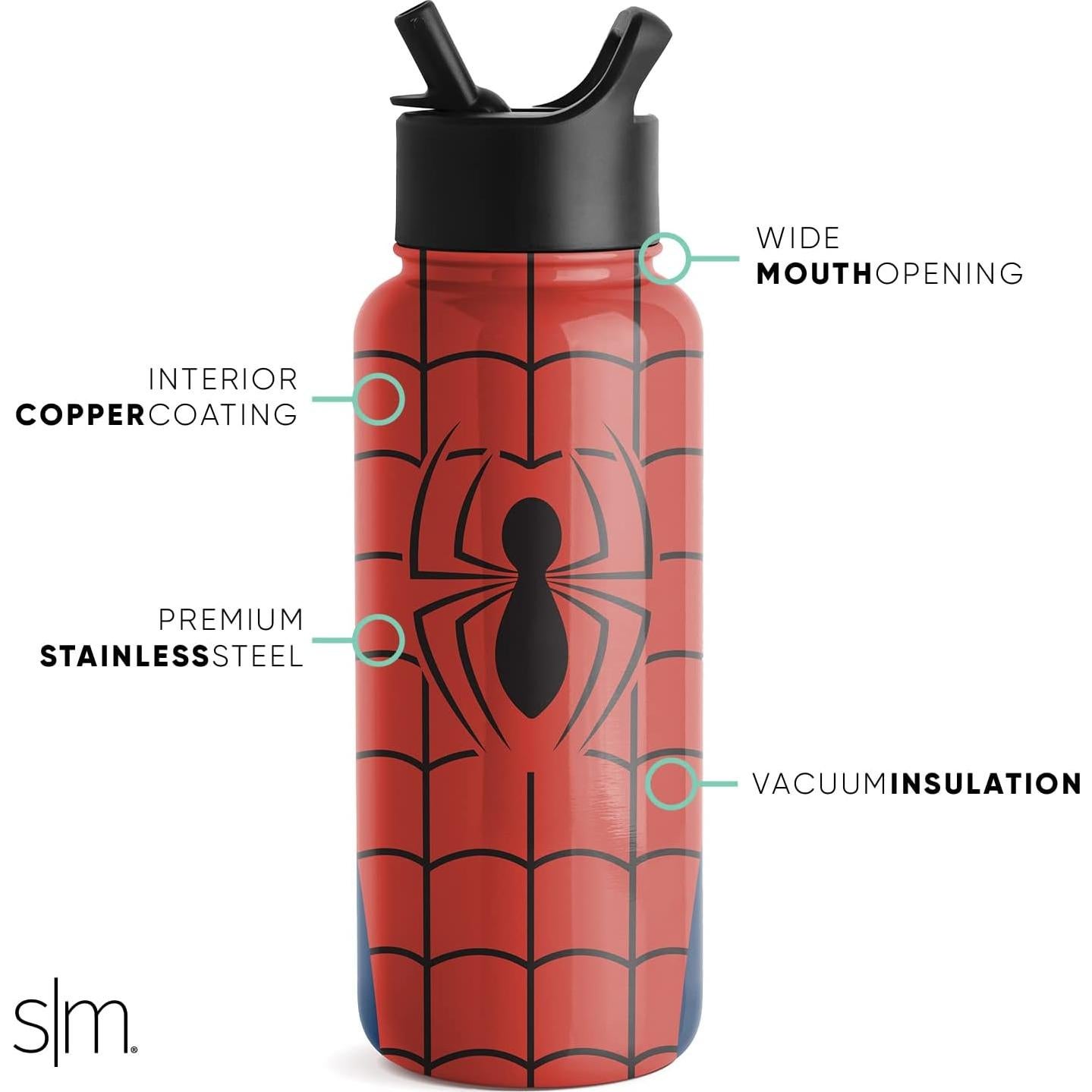Botella de Agua Simple Modern Spider-Man 0.95L Aislada