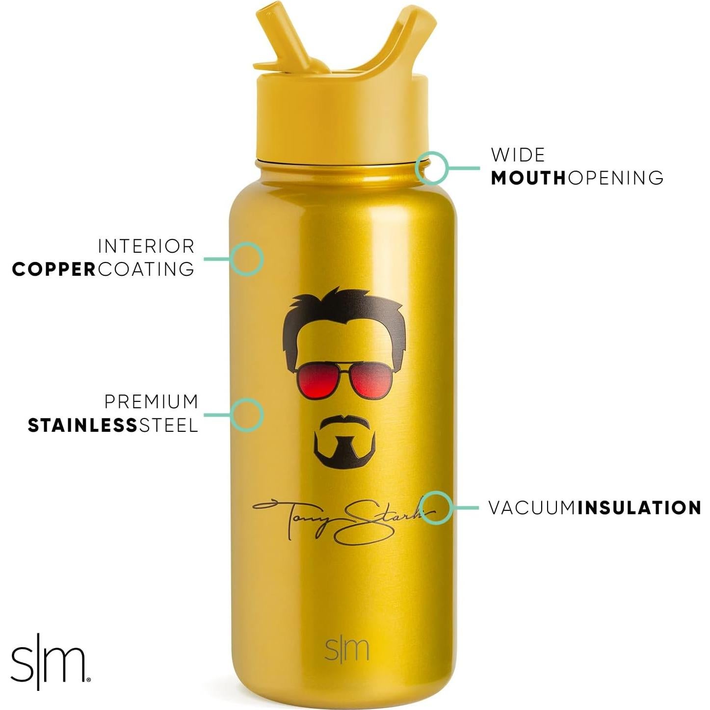 Botella de Agua Simple Modern Iron Man 0.95L Aislamiento