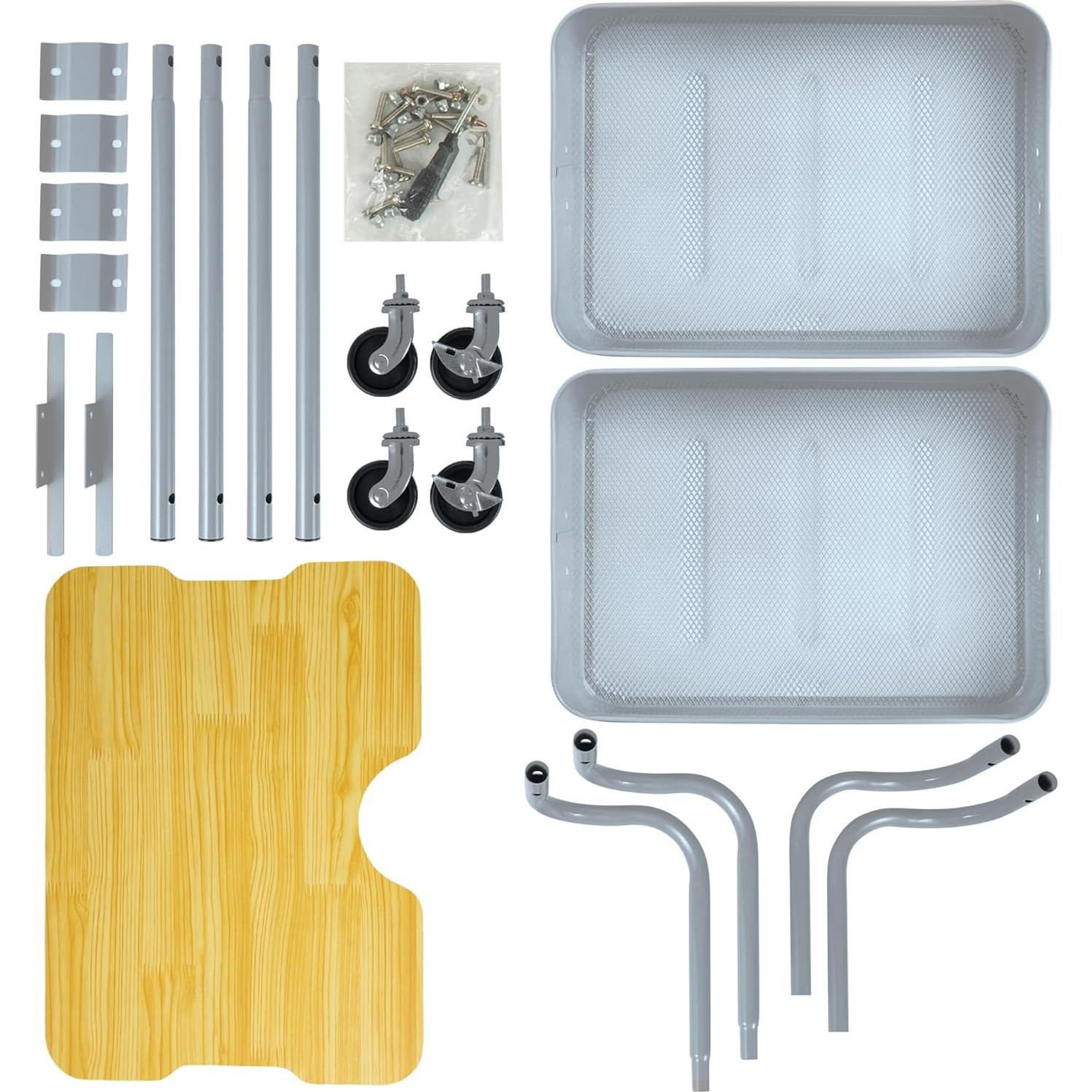 Carro Rodante de 2 Niveles PUNP Gris Oscuro Metal y Madera