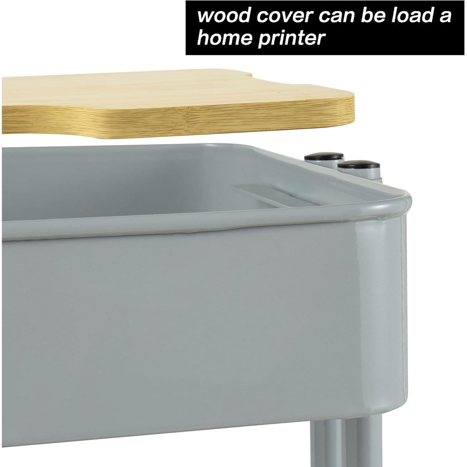 Carro Rodante de 2 Niveles PUNP Gris Oscuro Metal y Madera