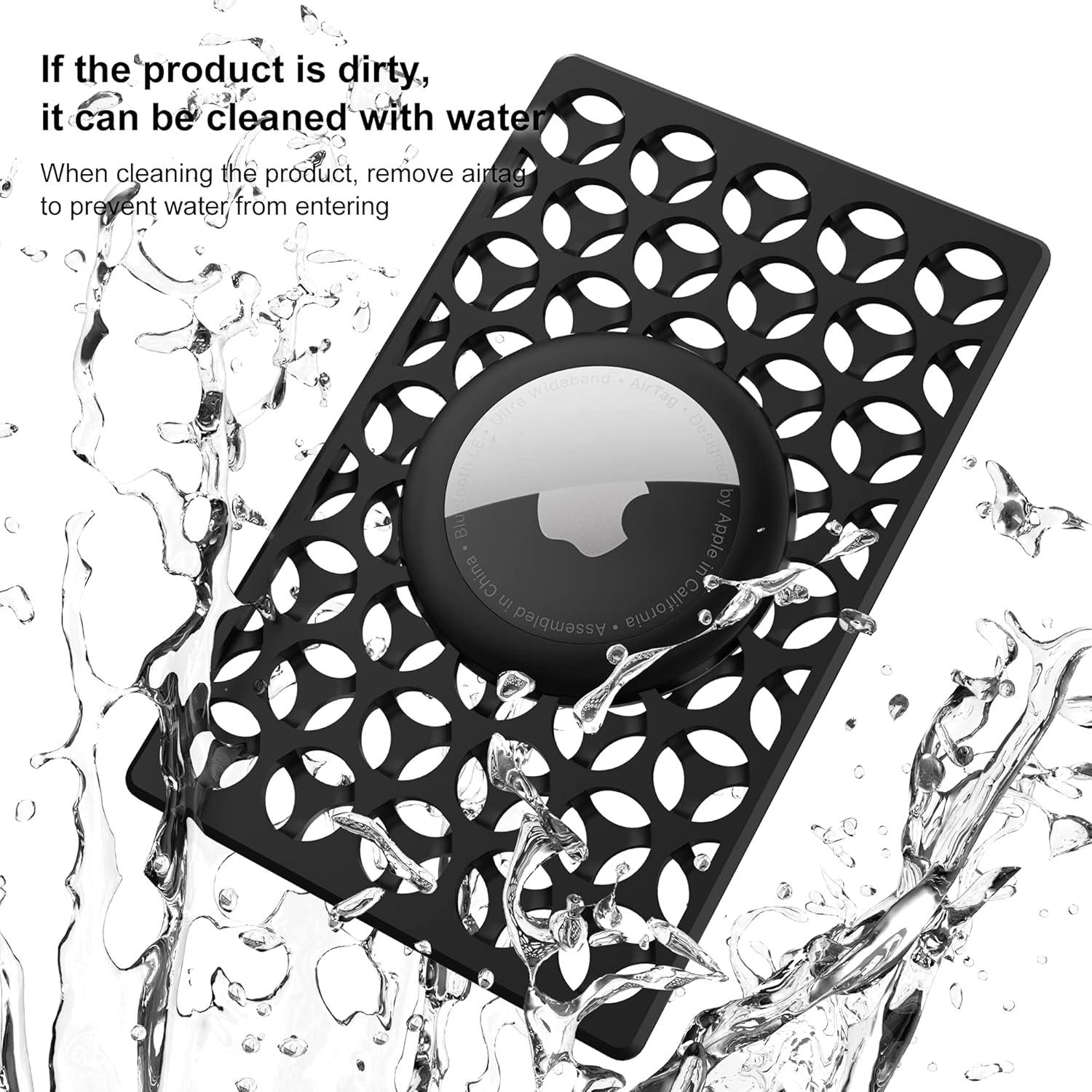 Funda de Tarjeta para Apple AirTag Dlenp - Ultra Delgado Negro