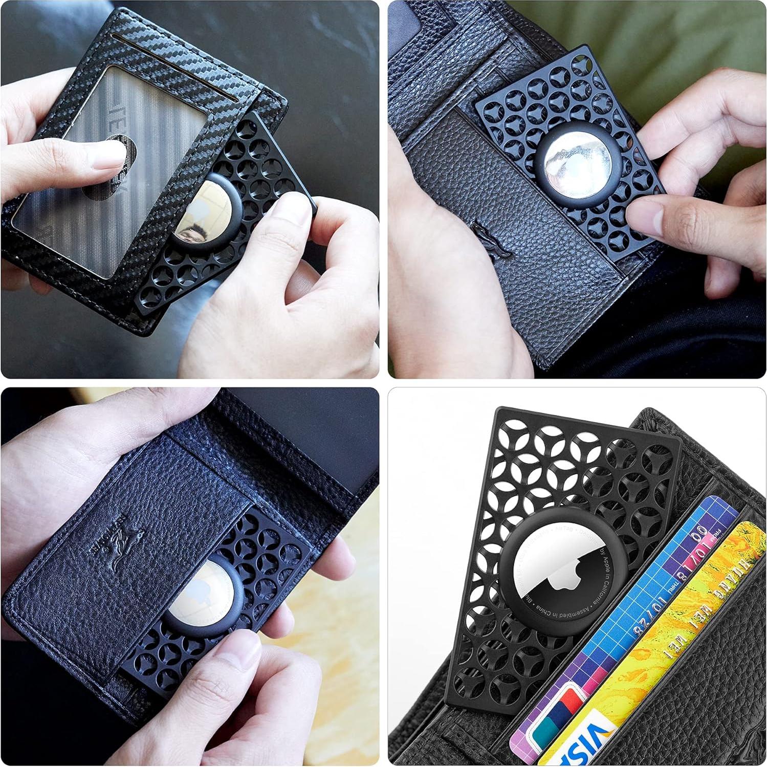 Funda de Tarjeta para Apple AirTag Dlenp - Ultra Delgado Negro