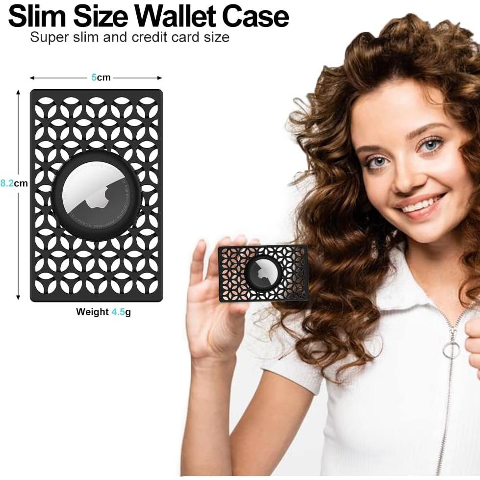 Funda de Tarjeta para Apple AirTag Dlenp - Ultra Delgado Negro