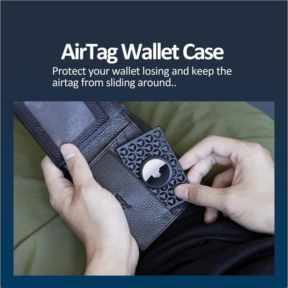 Funda de Tarjeta para Apple AirTag Dlenp - Ultra Delgado Negro