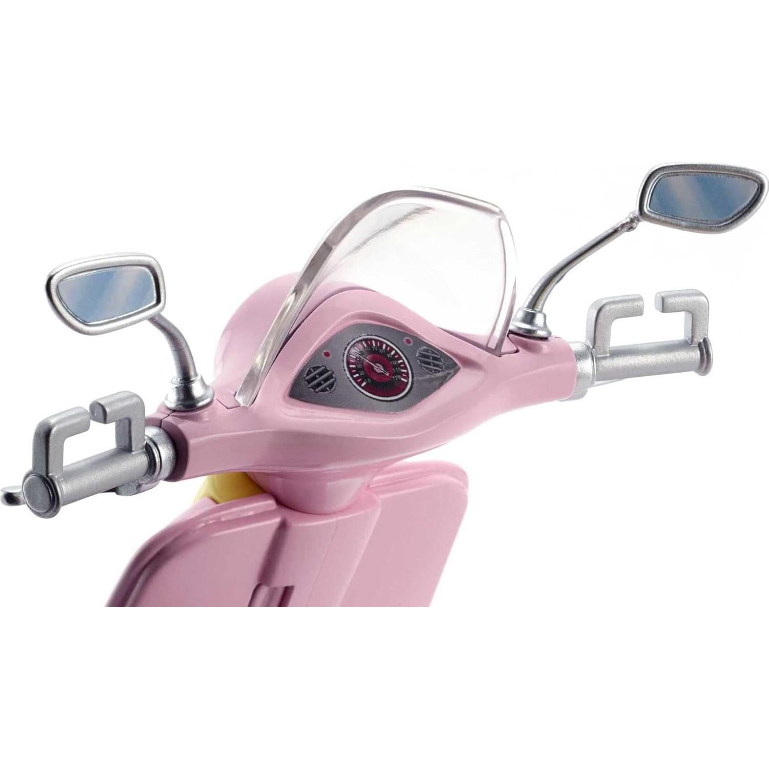 Scooter de Juguete Barbie Moped Rosa y Amarillo con Cachorro