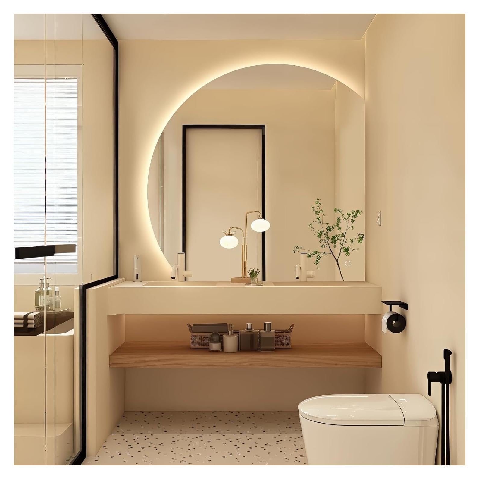 Espejo LED TheiaMo 112 cm Semicircular a Prueba de Niebla