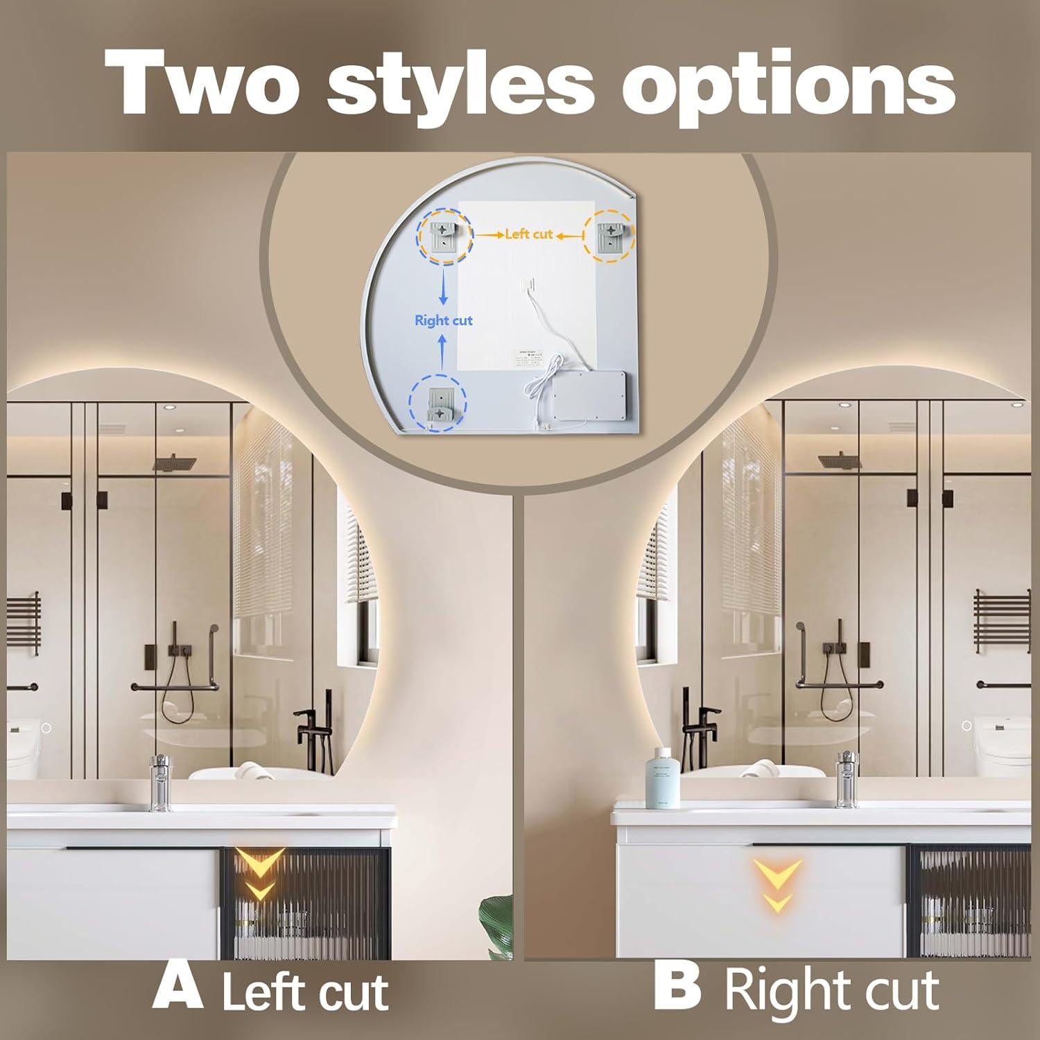 Espejo LED TheiaMo 112 cm Semicircular a Prueba de Niebla