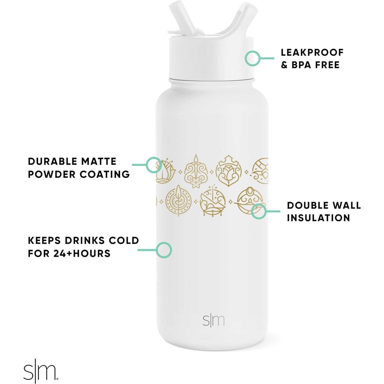 Botella de Agua Simple Modern Disney Princesa 32oz Acero Inoxidable