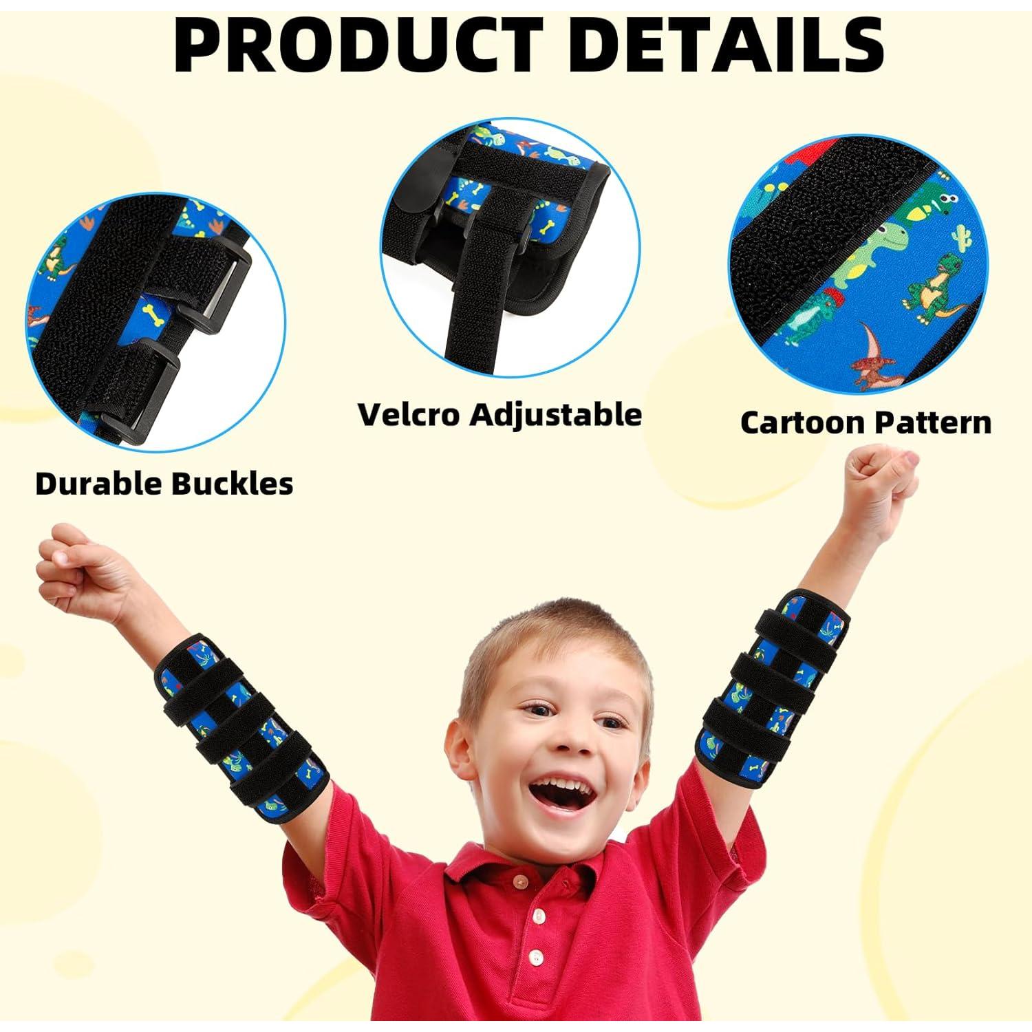 2 Pcs Thumb Sucking Deterrent, Dinosaur Elbow Thumb Guard for Thumb Sucking, Nail Biting Treatment for Kids Prevention Anti Nose Picking for Boys Girls Finger Sucking Prevention