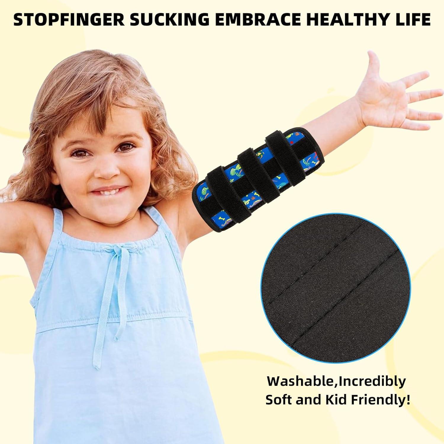 2 Pcs Thumb Sucking Deterrent, Dinosaur Elbow Thumb Guard for Thumb Sucking, Nail Biting Treatment for Kids Prevention Anti Nose Picking for Boys Girls Finger Sucking Prevention