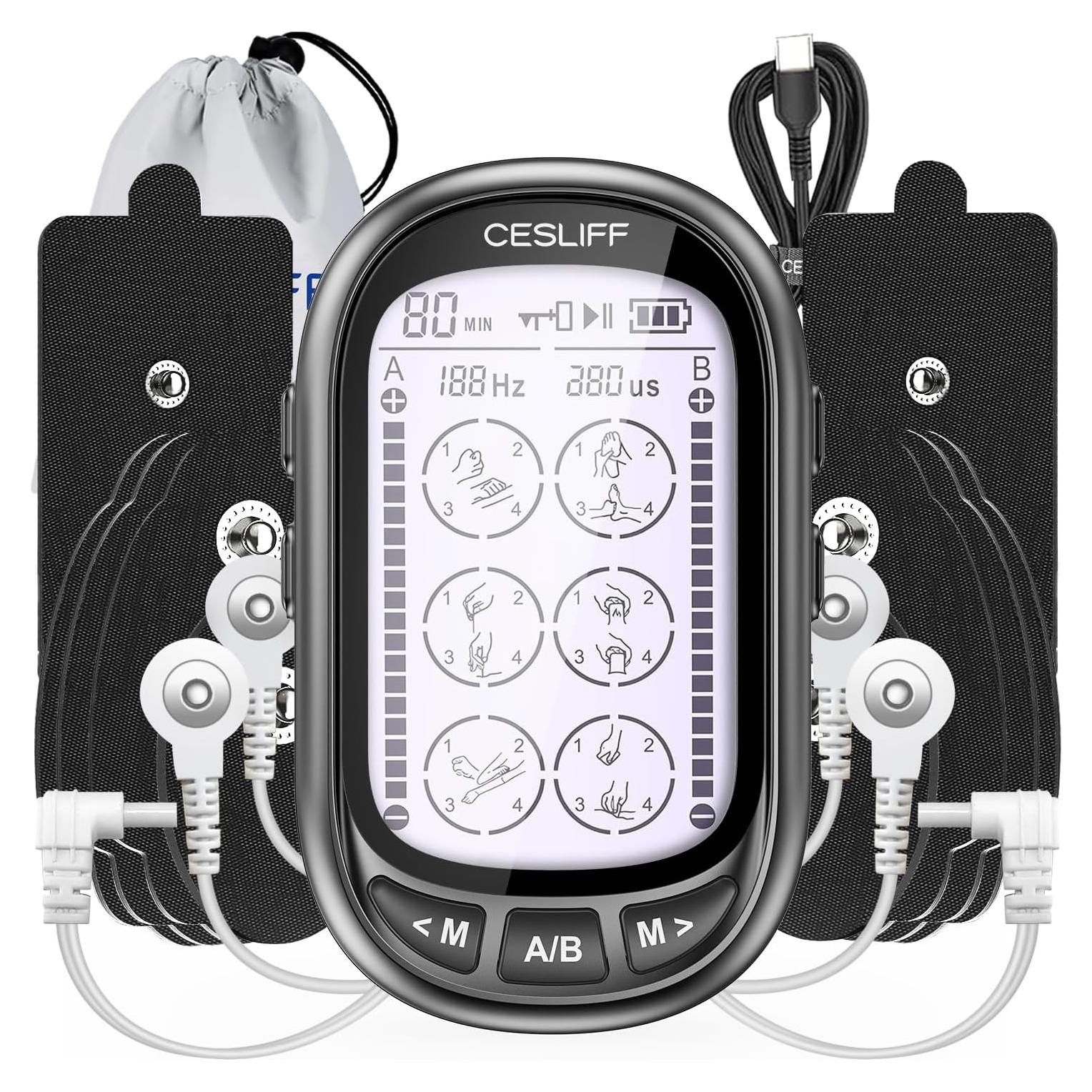 Estimulador Muscular TENS CESLIFF Doble Canal 24 Modos