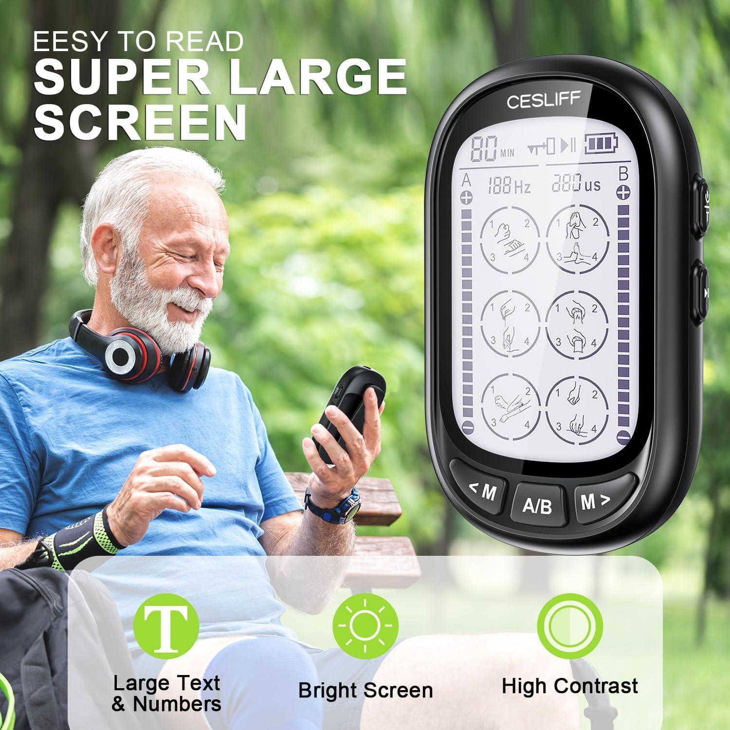 Estimulador Muscular TENS CESLIFF Doble Canal 24 Modos