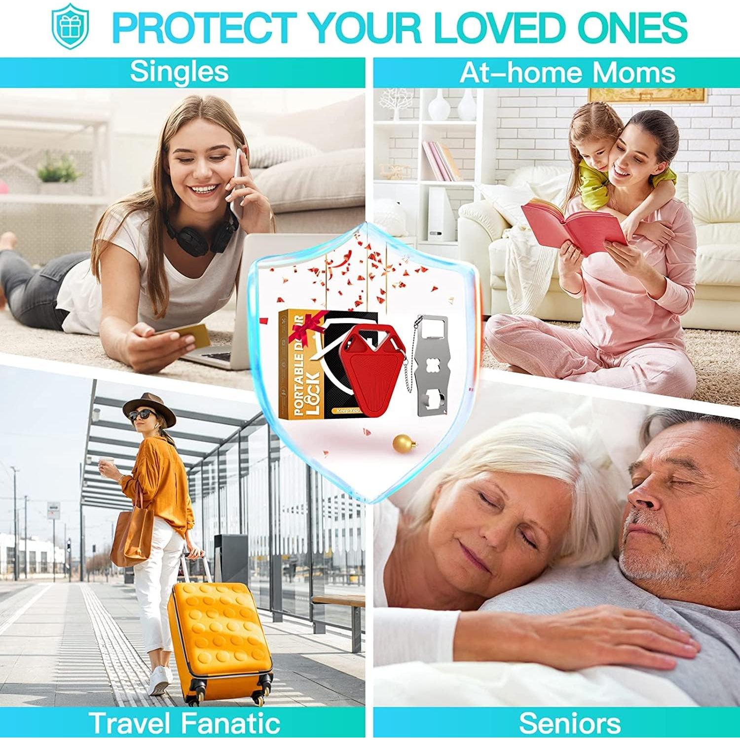 Cerradura de puerta portátil HELEMAN - 2 unidades, seguridad viaje