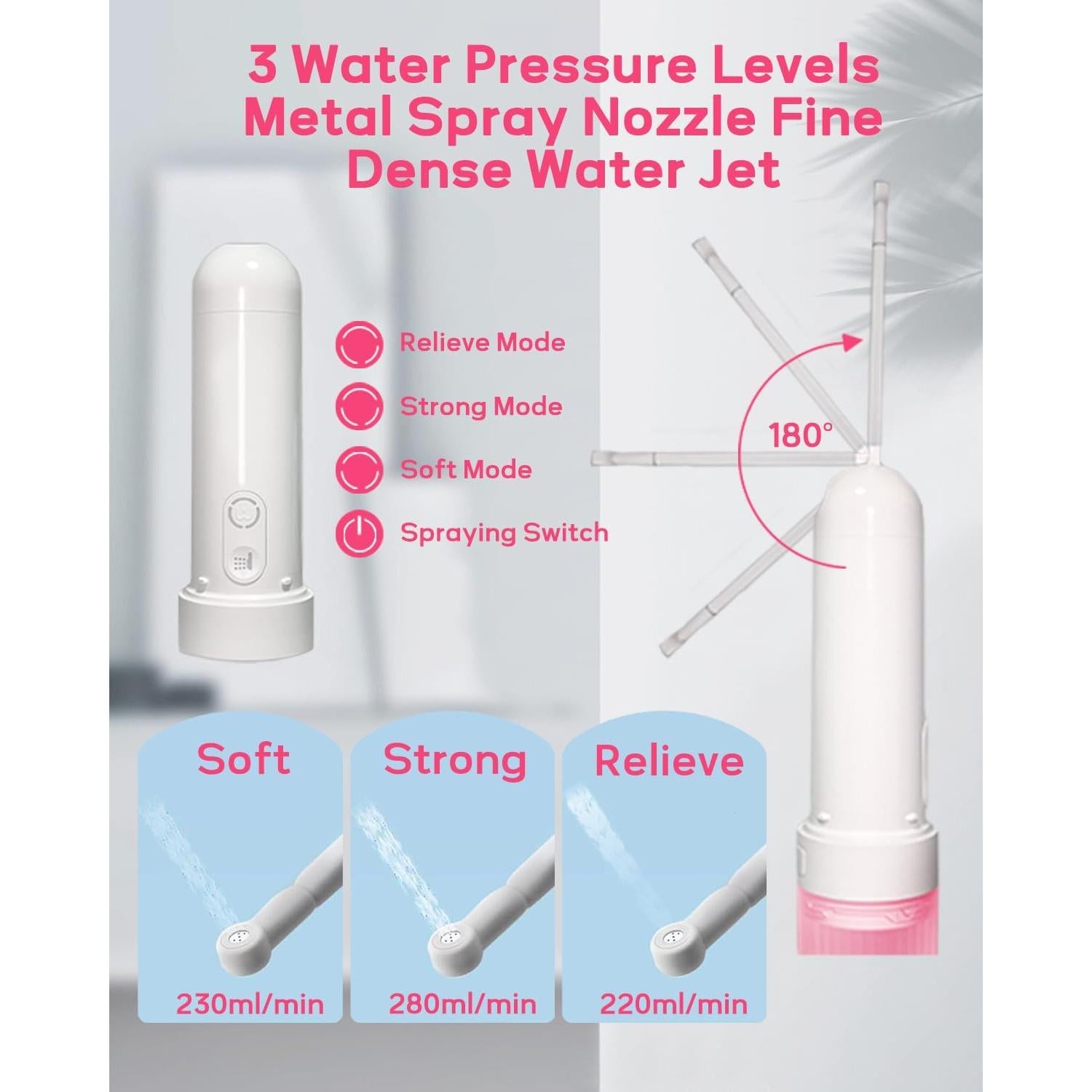 Bidet Portátil Eléctrico Ripmutter Rosa 3 Modos Recargable USB-C