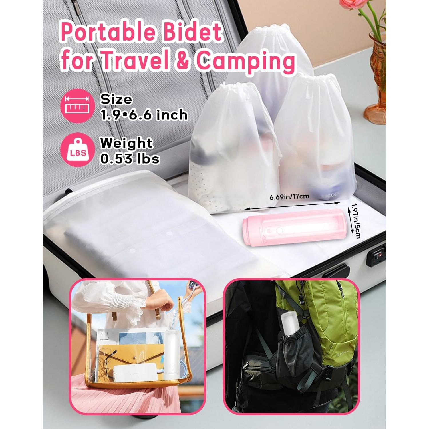 Bidet Portátil Eléctrico Ripmutter Rosa 3 Modos Recargable USB-C