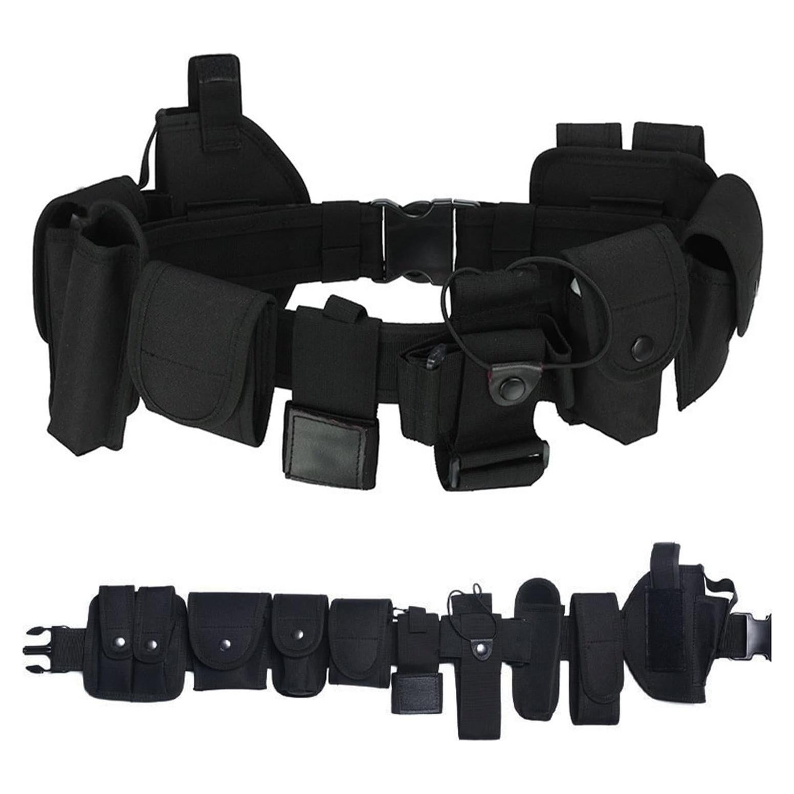 Cinturón Táctico Ajustable Negro 10 en 1 para Seguridad Militar