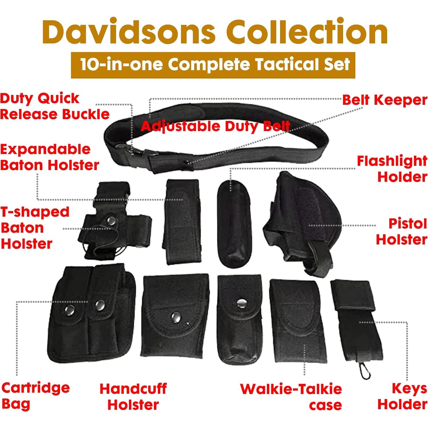 Cinturón Táctico Ajustable Negro 10 en 1 para Seguridad Militar