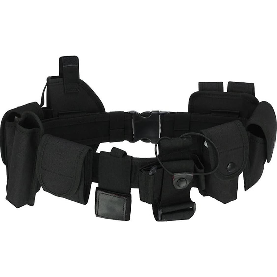 Cinturón Táctico Ajustable Negro 10 en 1 para Seguridad Militar