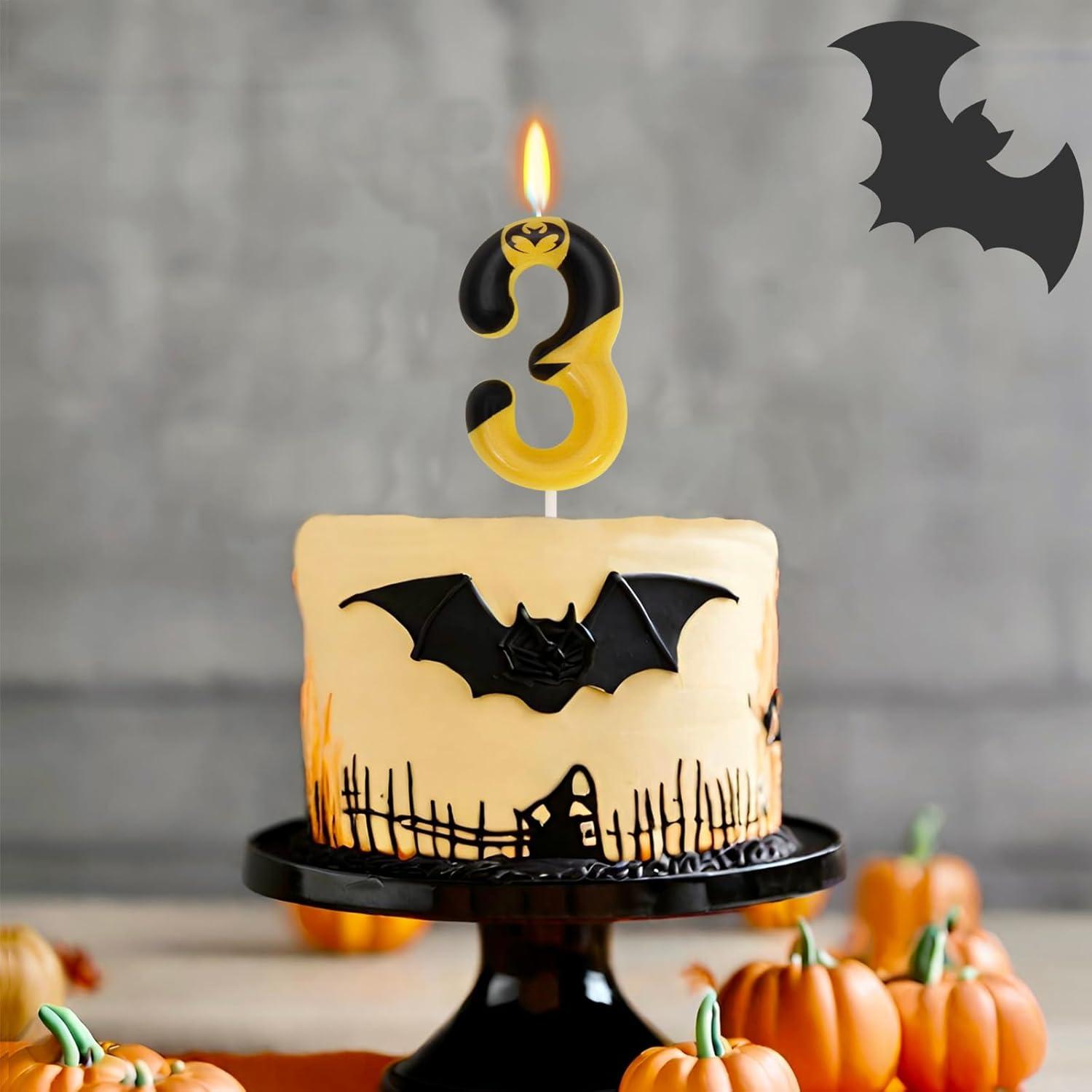 Vela de Cumpleaños Murciélago Número 3 - OGnomiFX