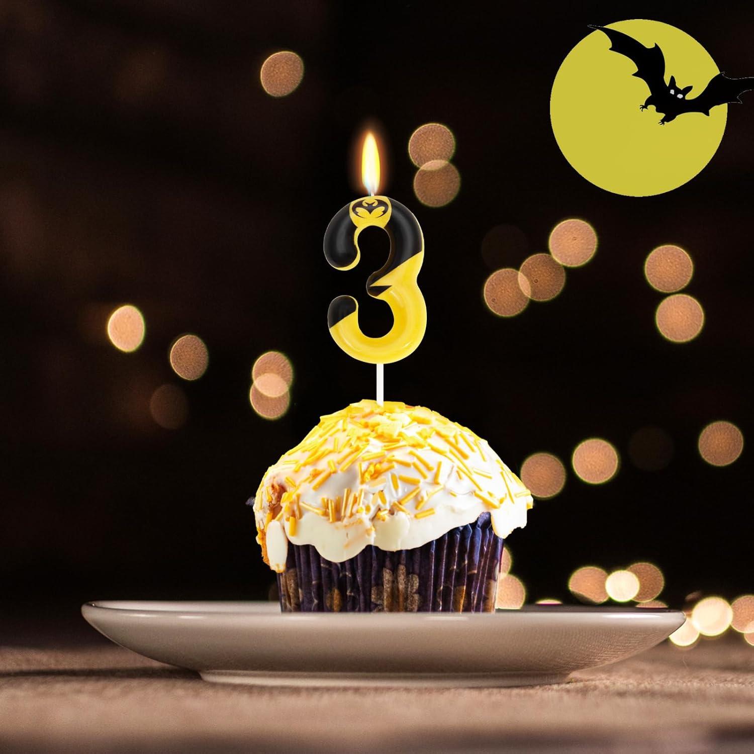 Vela de Cumpleaños Murciélago Número 3 - OGnomiFX