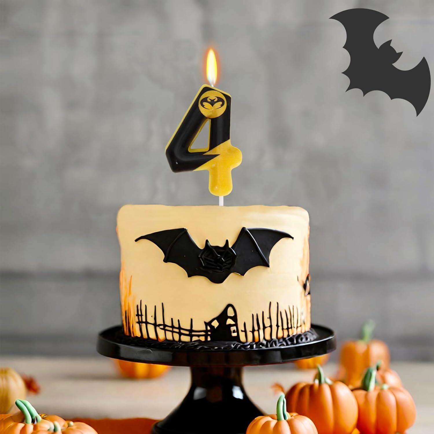 Vela de Cumpleaños Murciélago Número 4 - Decoración Pastel