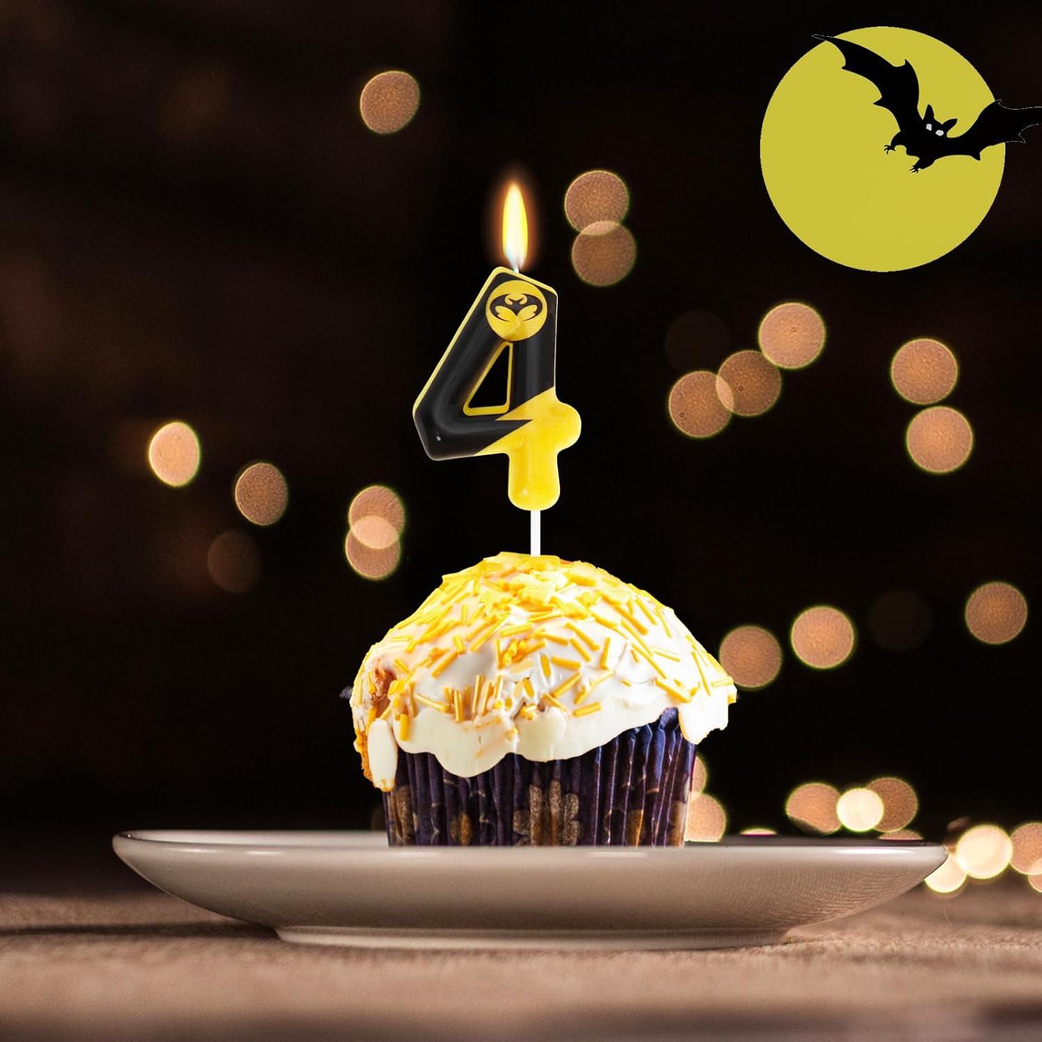 Vela de Cumpleaños Murciélago Número 4 - Decoración Pastel