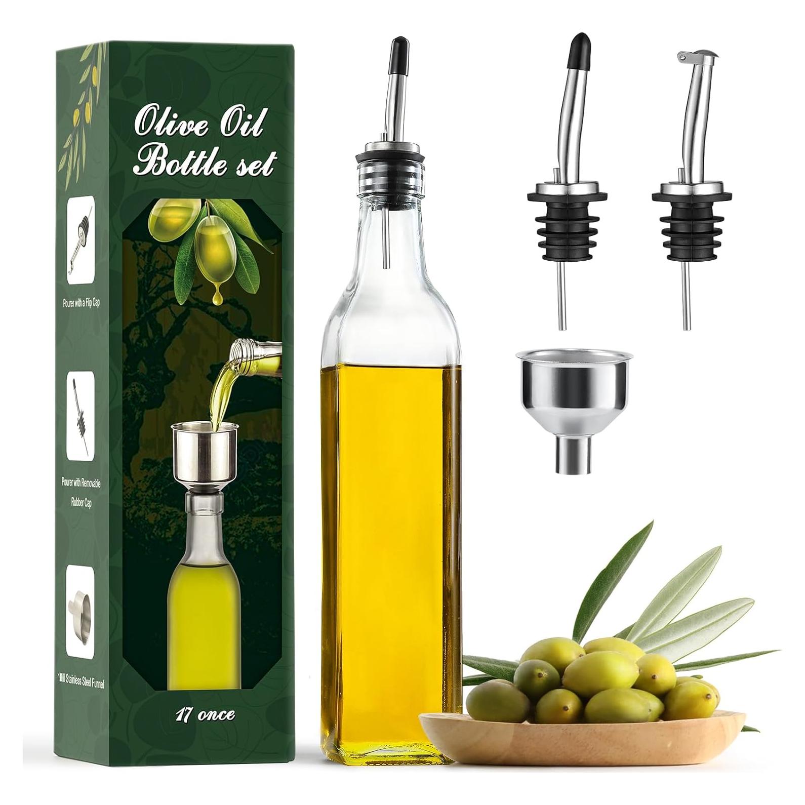Botella de Vidrio Aozita 500ml para Aceite de Oliva con Embudo
