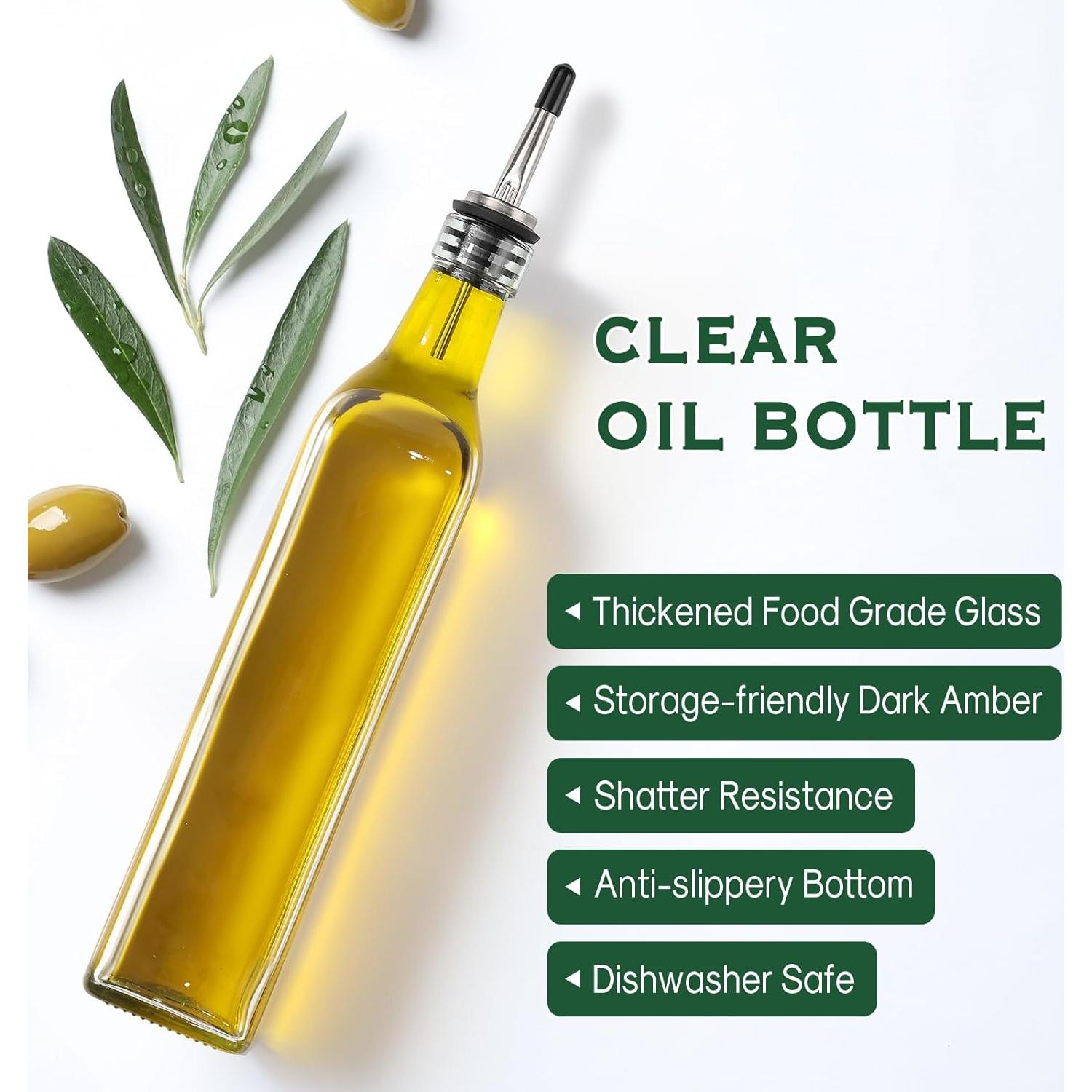 Botella de Vidrio Aozita 500ml para Aceite de Oliva con Embudo