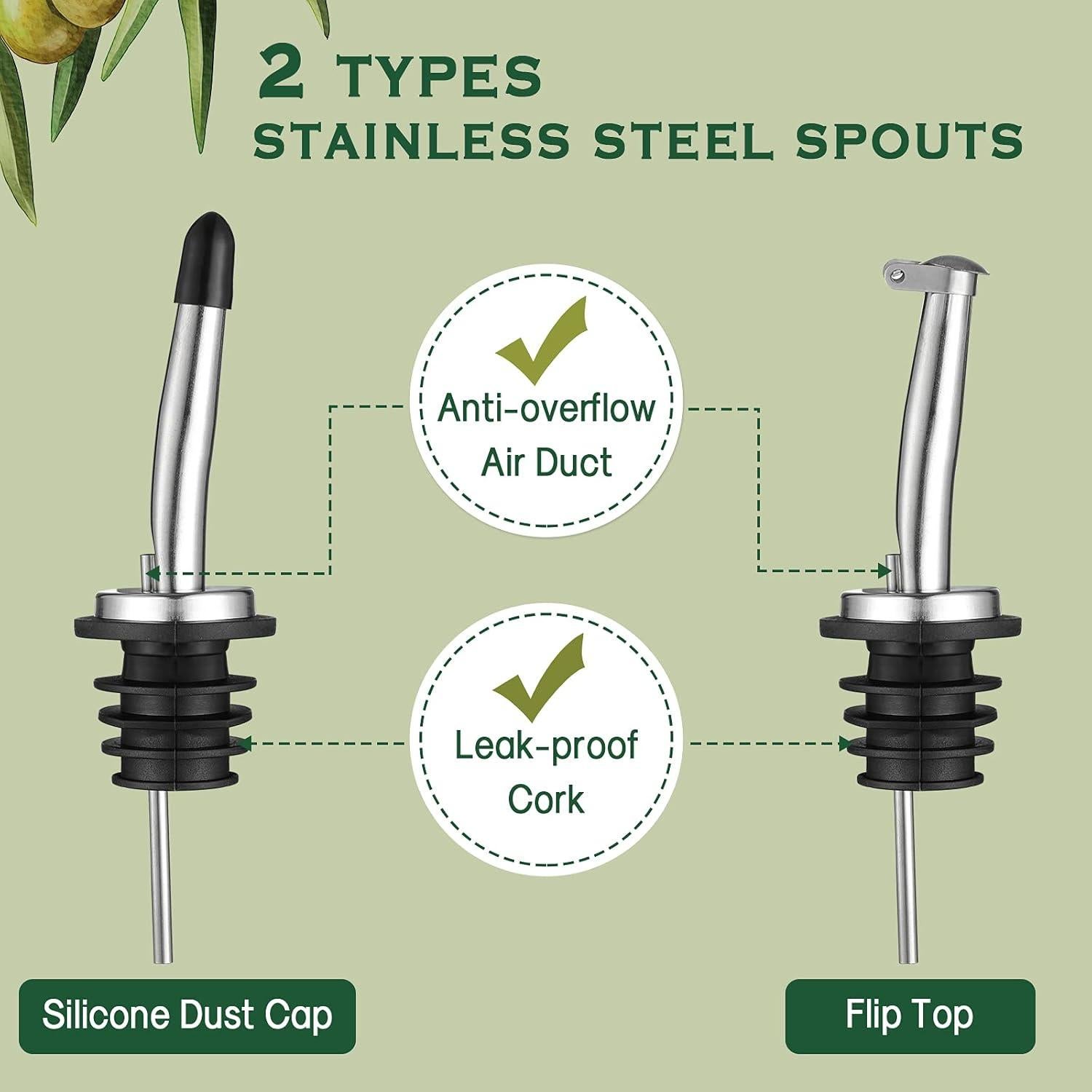 Botella de Vidrio Aozita 500ml para Aceite de Oliva con Embudo