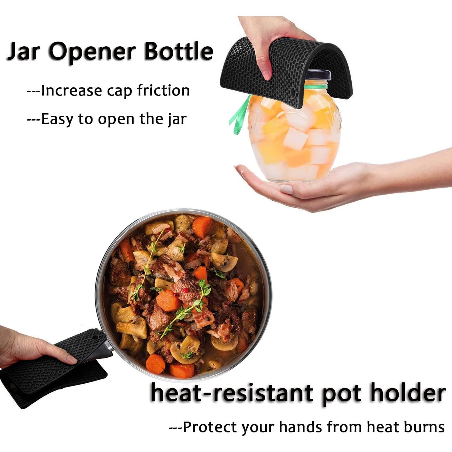 Silicone Trivet Pot Mat, Silicone Pot Holders for Hot Pan and Pot Pads. Heat Resistant Counter Mats for Tables Placemats,Countertops, Spoon Rest and Large Coasters,4 Pack Black(2 Squared + 2 Round)