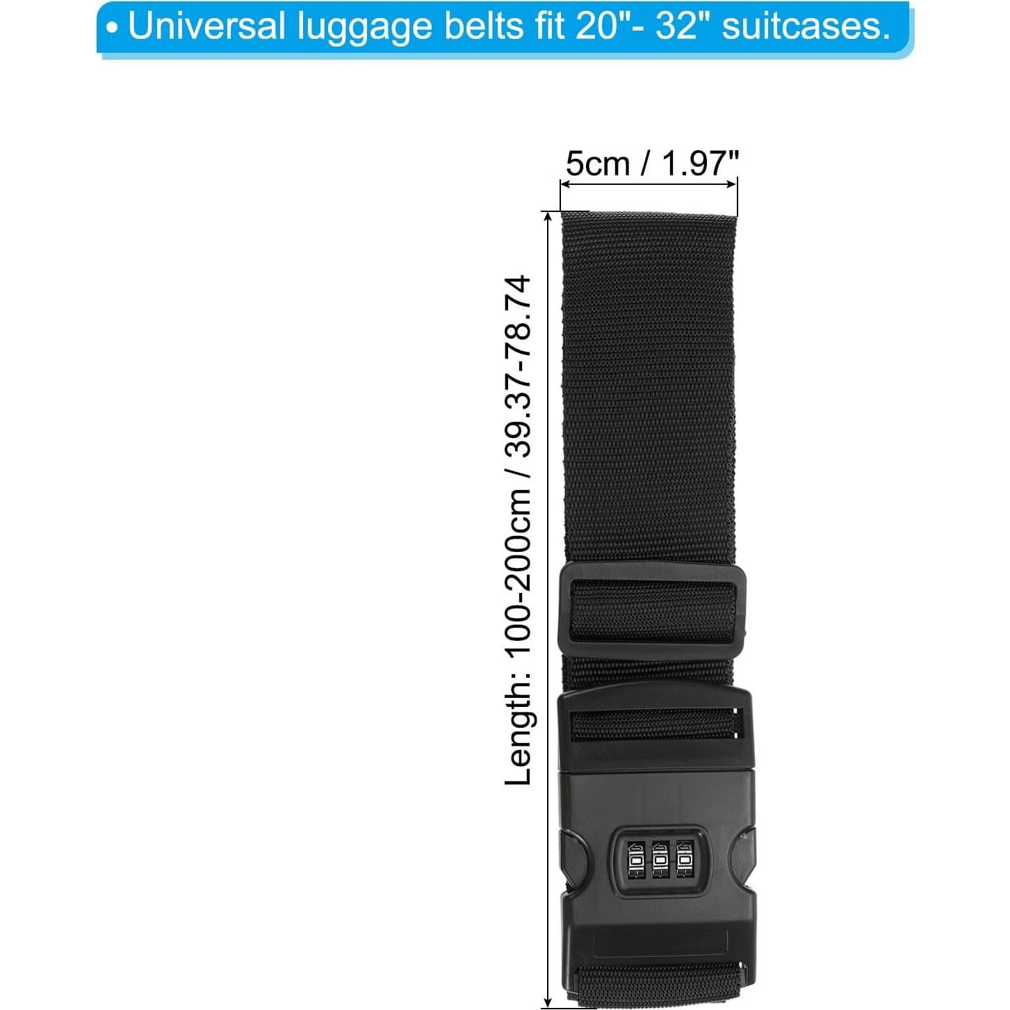 Correas de Equipaje PATIKIL Ajustables con Candado 100-200cm Negro