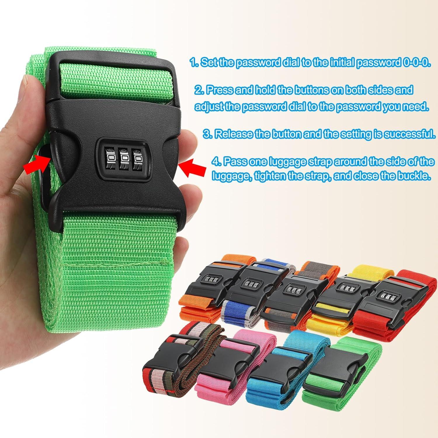 Correas de Equipaje PATIKIL Ajustables con Candado 100-200cm Negro