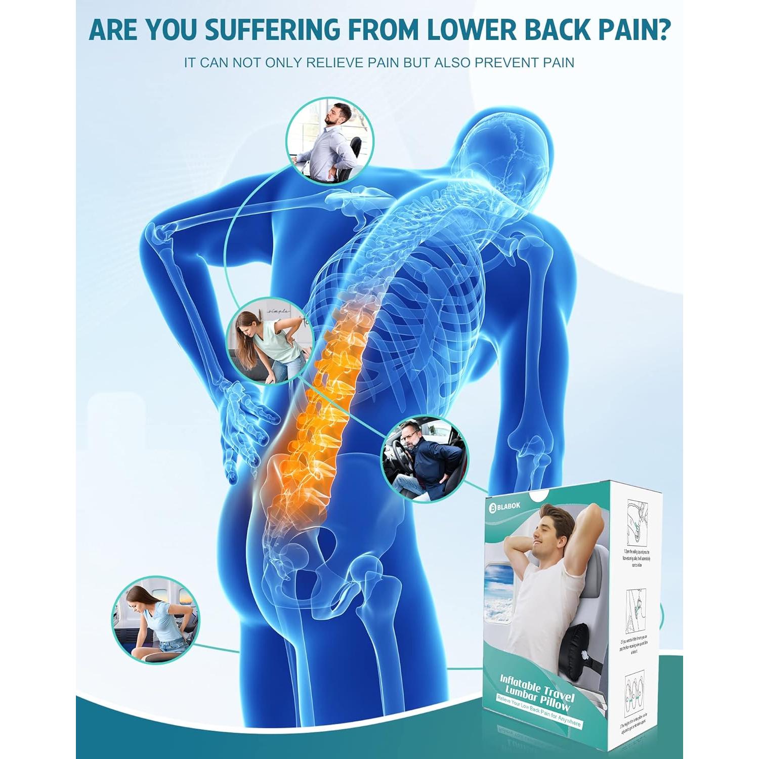 Almohada Lumbar Inflable BLABOK para Viajes y Oficina