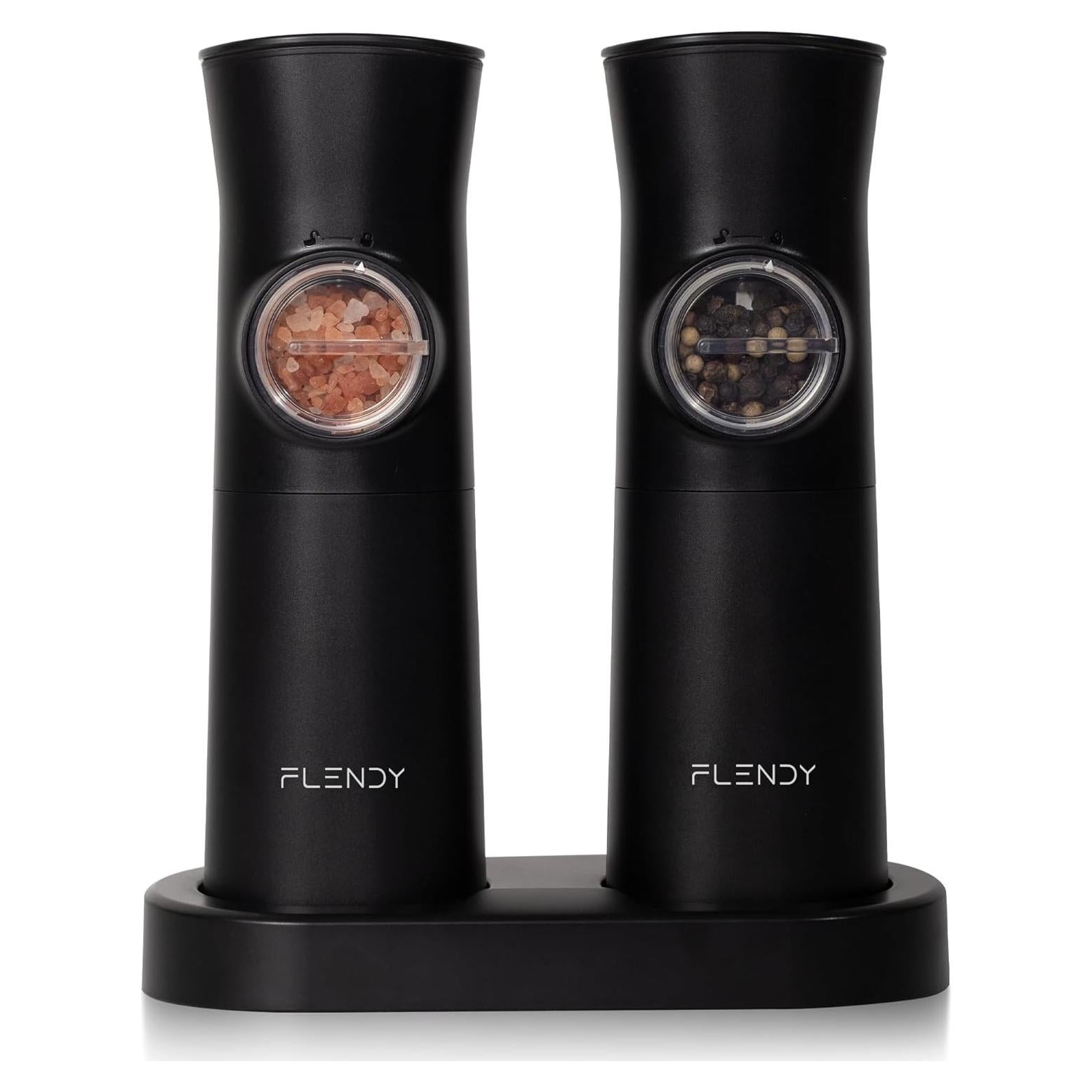 Juego de Molinillos Eléctricos de Sal y Pimienta Flendy Negro