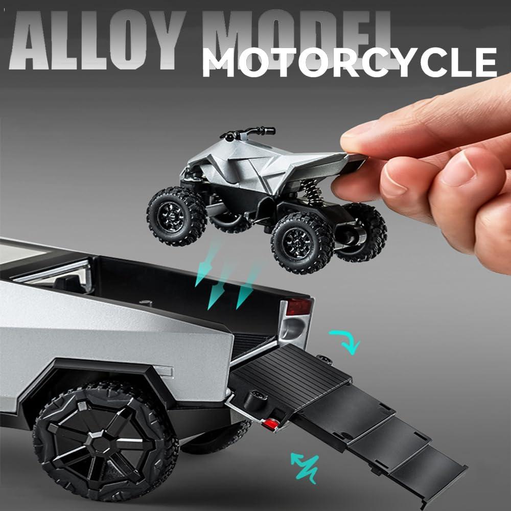 Remolque Pickup RV EROCK 1/24 Negro con Motocicleta y Sonido