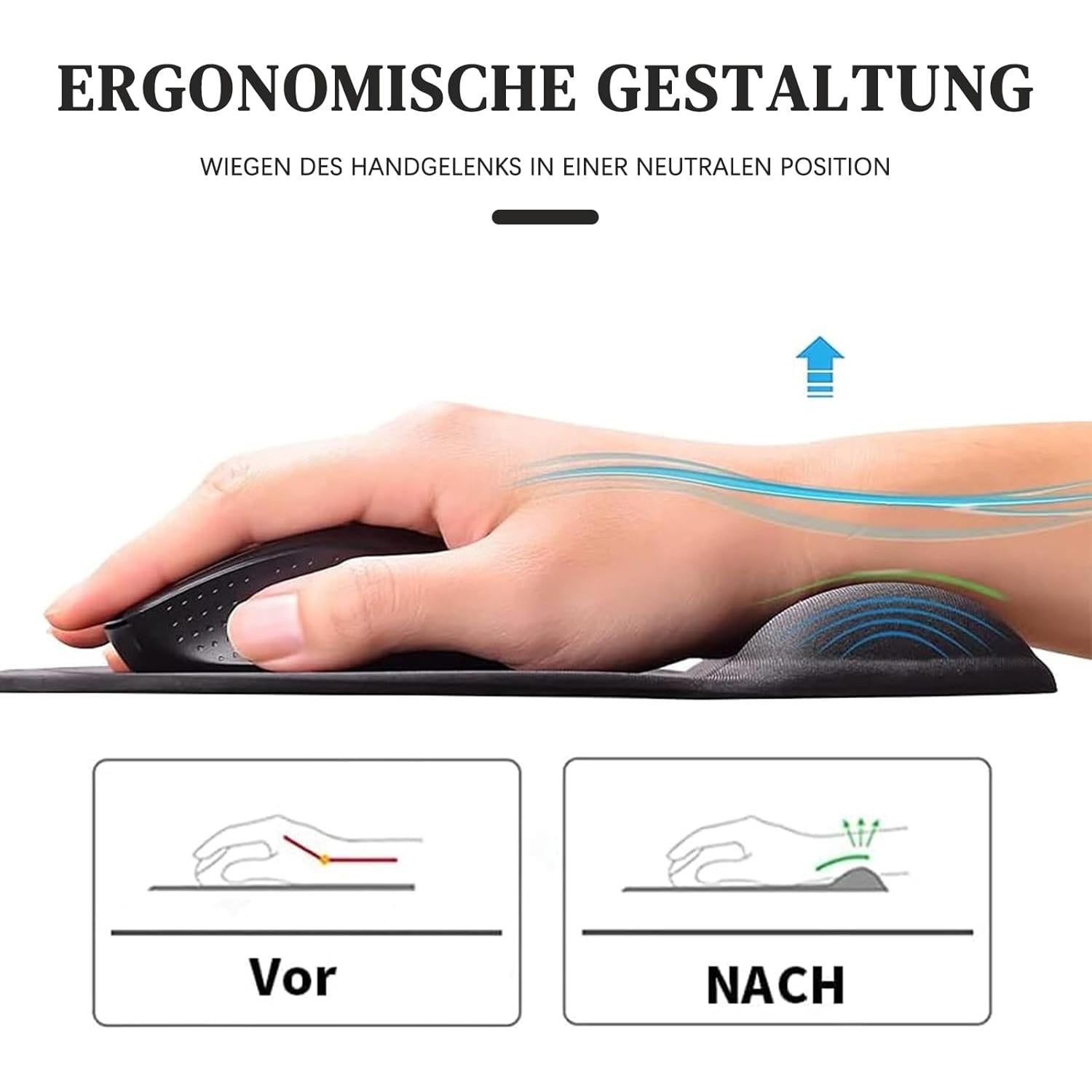 Alfombrilla de Ratón Ergonómica VENUSDALI con Soporte Negro