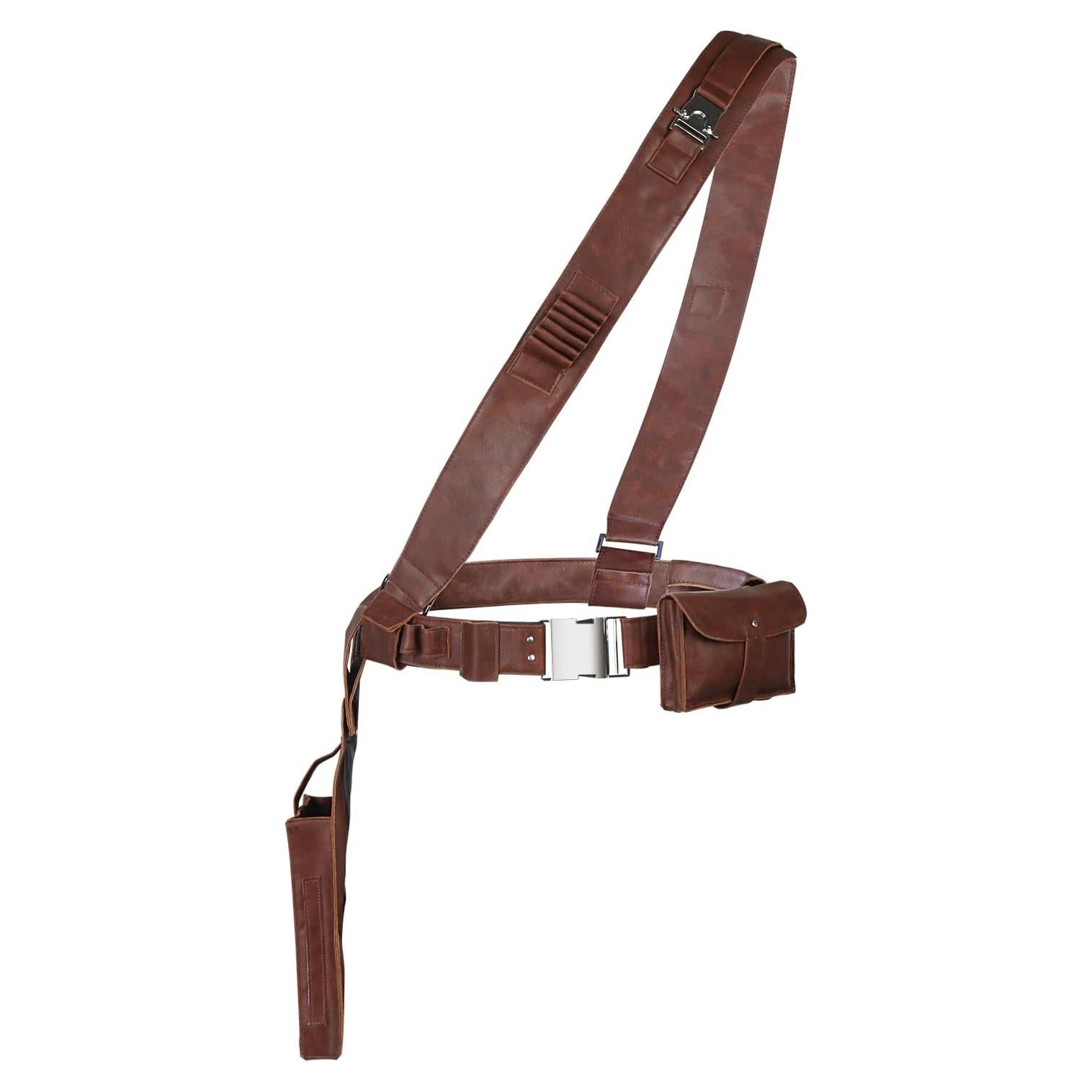 Cinturón Mandaloriano de Cuero Marrón Ajustable para Hombre