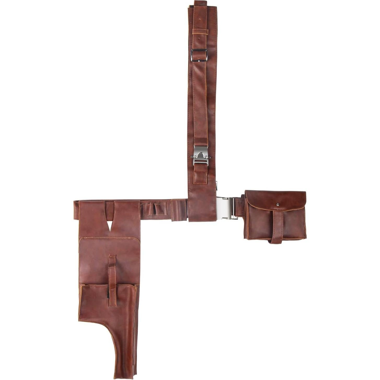 Cinturón Mandaloriano de Cuero Marrón Ajustable para Hombre