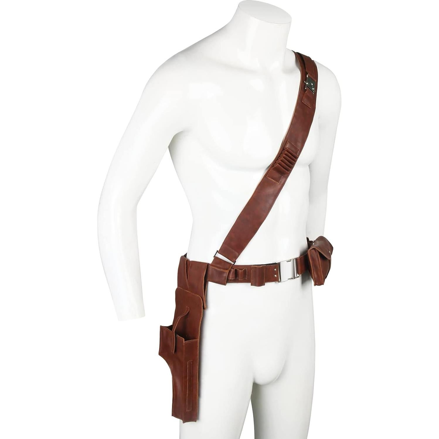 Cinturón Mandaloriano de Cuero Marrón Ajustable para Hombre